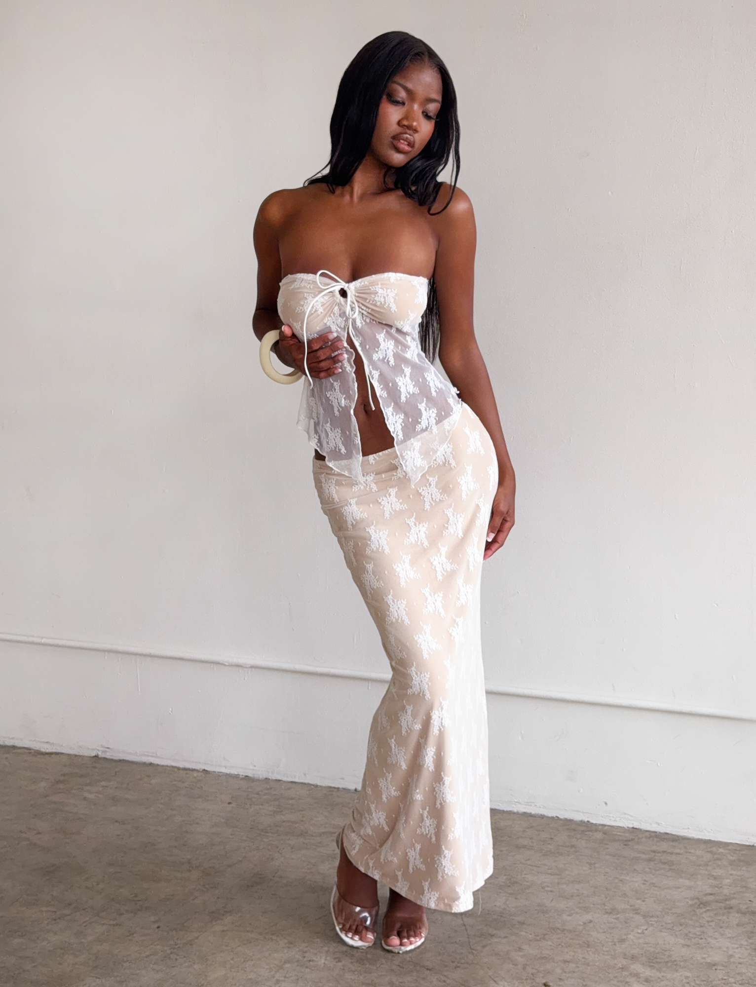KAROLINA SKIRT - WHITE : WHITE LACE - Image 3
