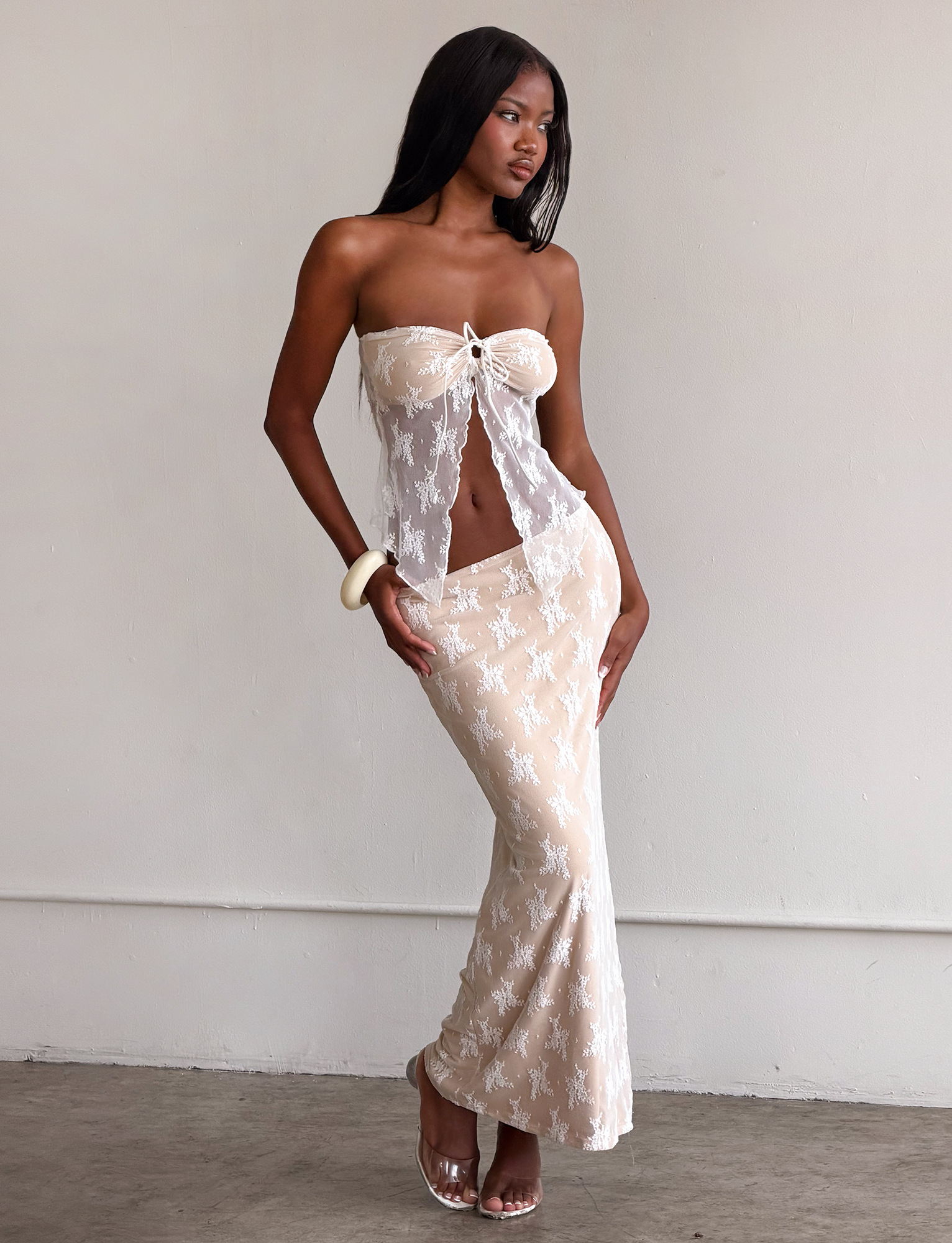 KAROLINA SKIRT - WHITE : WHITE LACE - Image 2