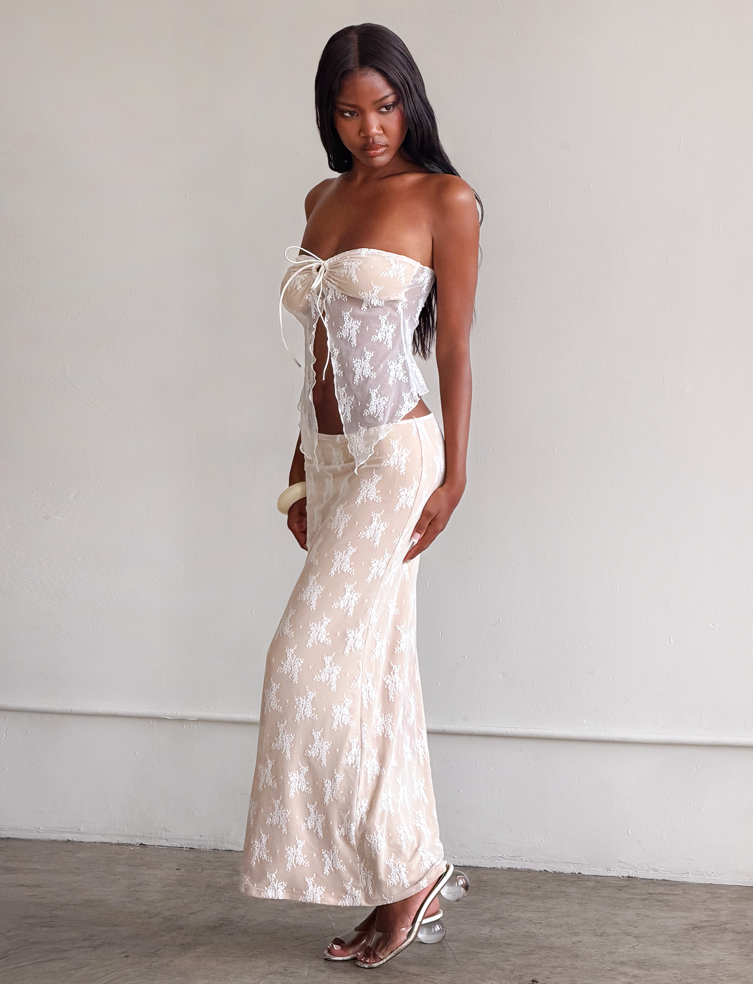 KAROLINA SKIRT - WHITE : WHITE LACE - Image 4