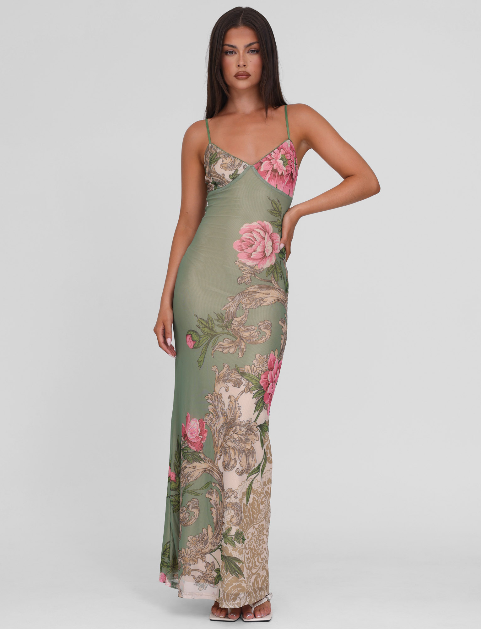 JULIANNA DRESS - GREEN : FLORAL : ROCCOCO FLORAL - Image 3