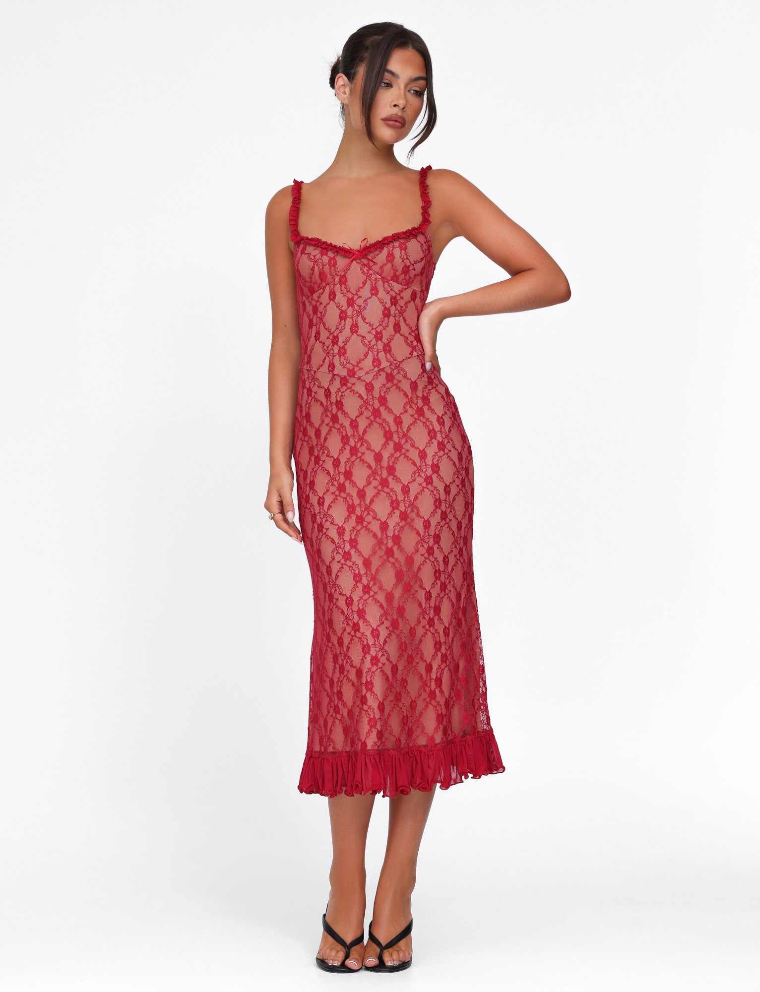 DEJA DRESS - RED : BERRY RED - Image 2