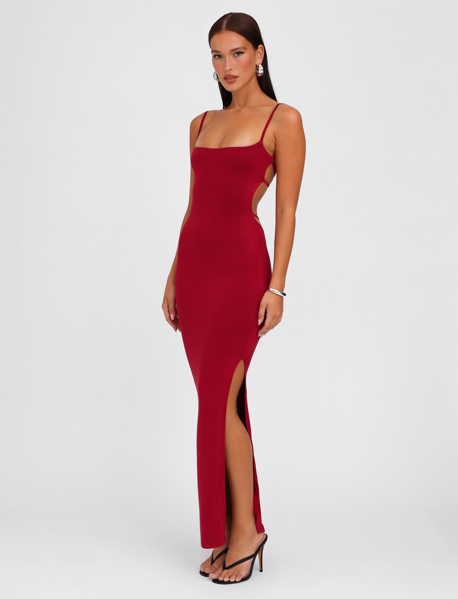 MINERVA MAXI DRESS - RED : BERRY RED - Image 4