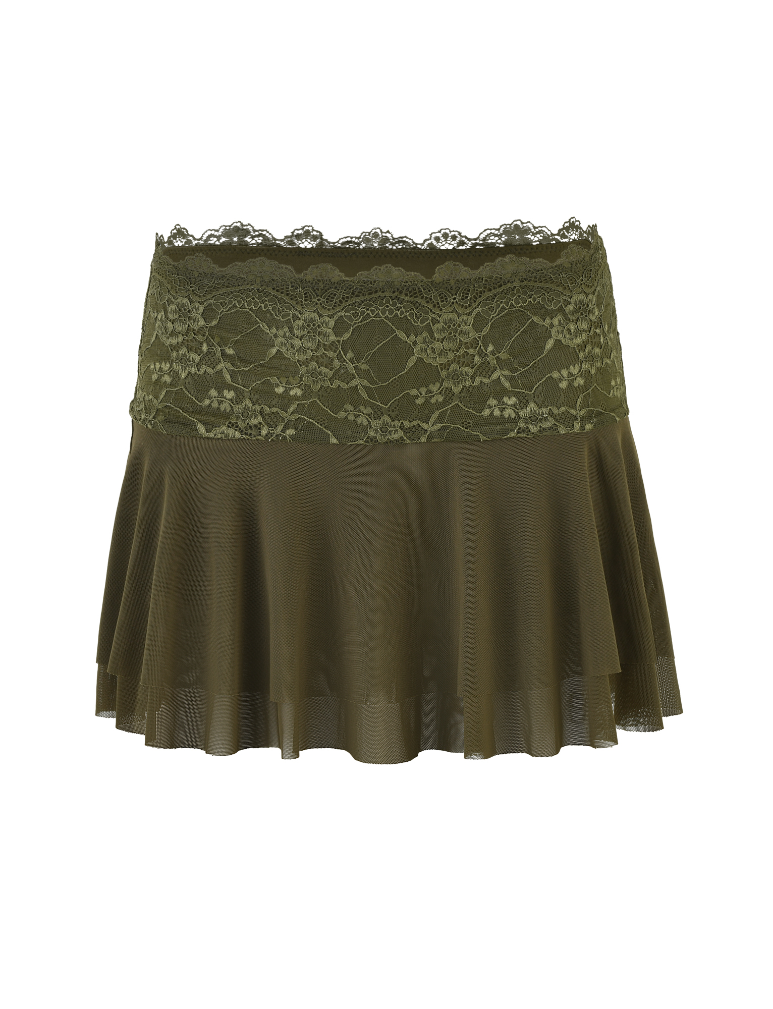 ADELINA MINI SKIRT - GREEN : KHAKI GREEN : IVORY - Image 7