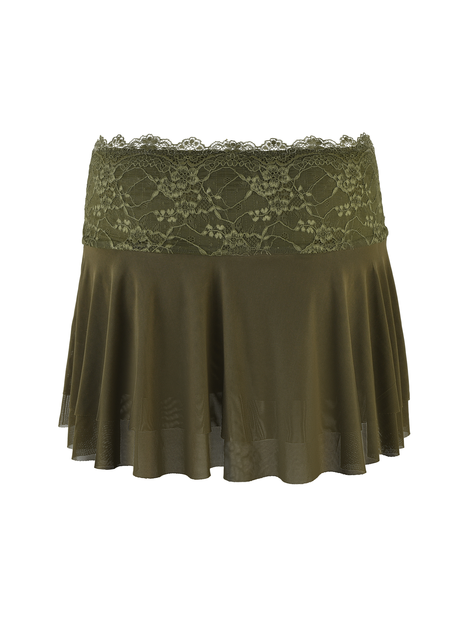 ADELINA MINI SKIRT - GREEN : KHAKI GREEN : IVORY - Image 8