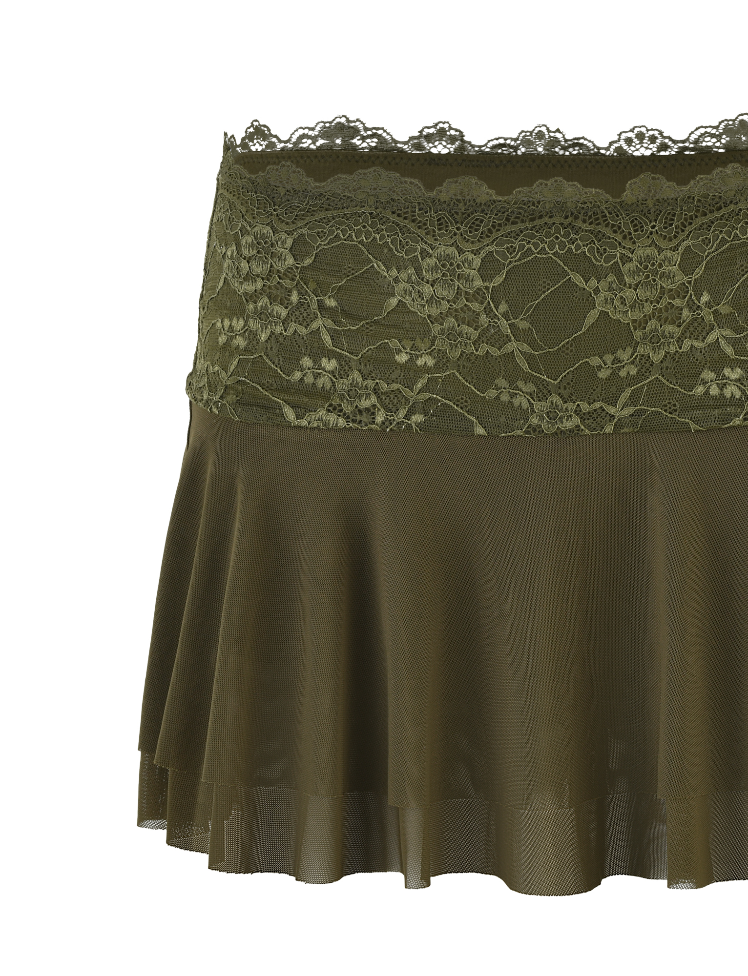 ADELINA MINI SKIRT - GREEN : KHAKI GREEN : IVORY - Image 9