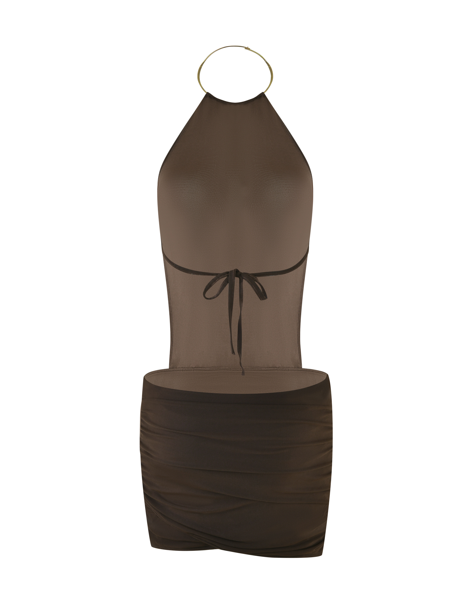 EVANNA MINI DRESS - BROWN : CHOCOLATE - Image 8