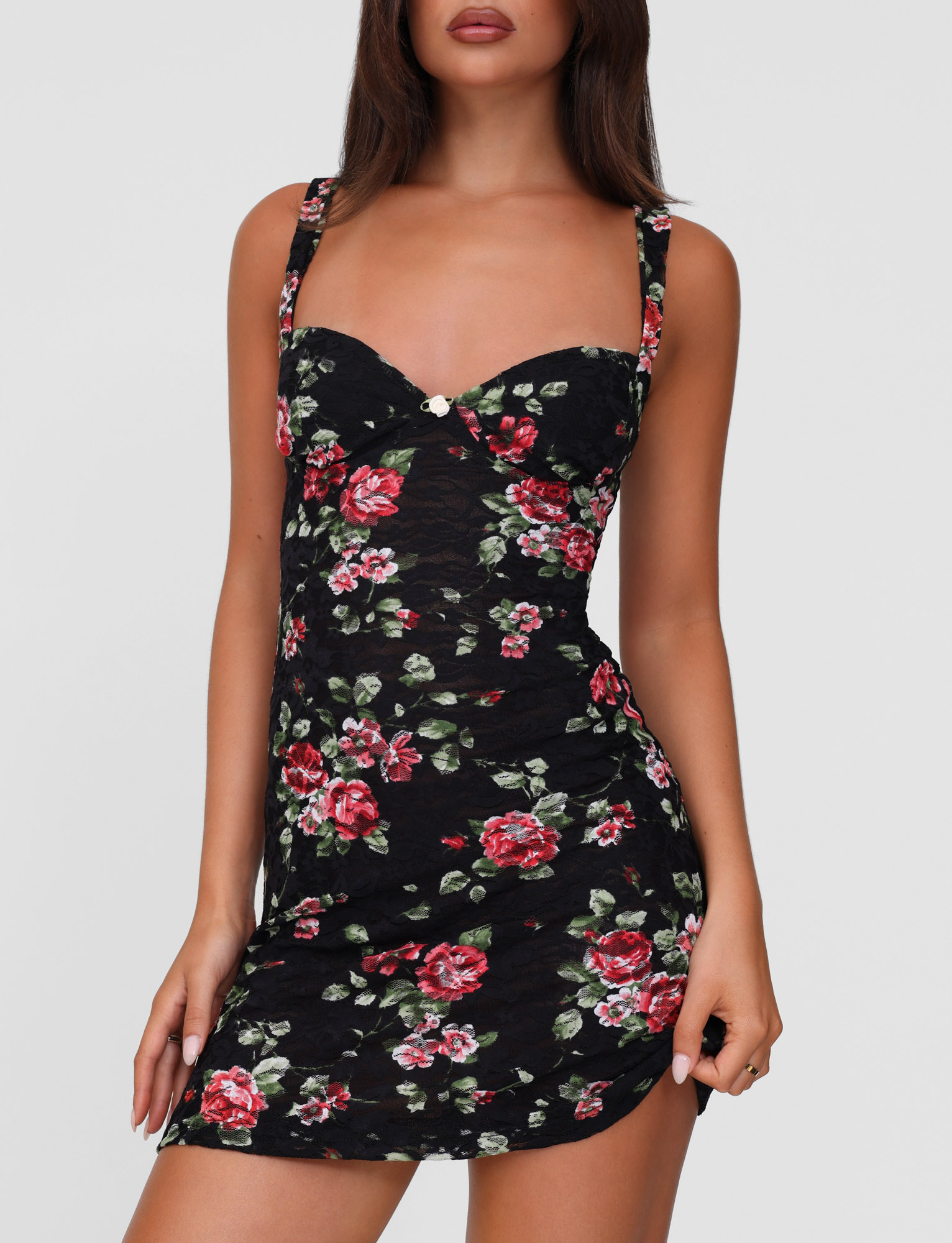 ANDEE MINI DRESS - BLACK : FLORAL : BLACKROSE - Image 4