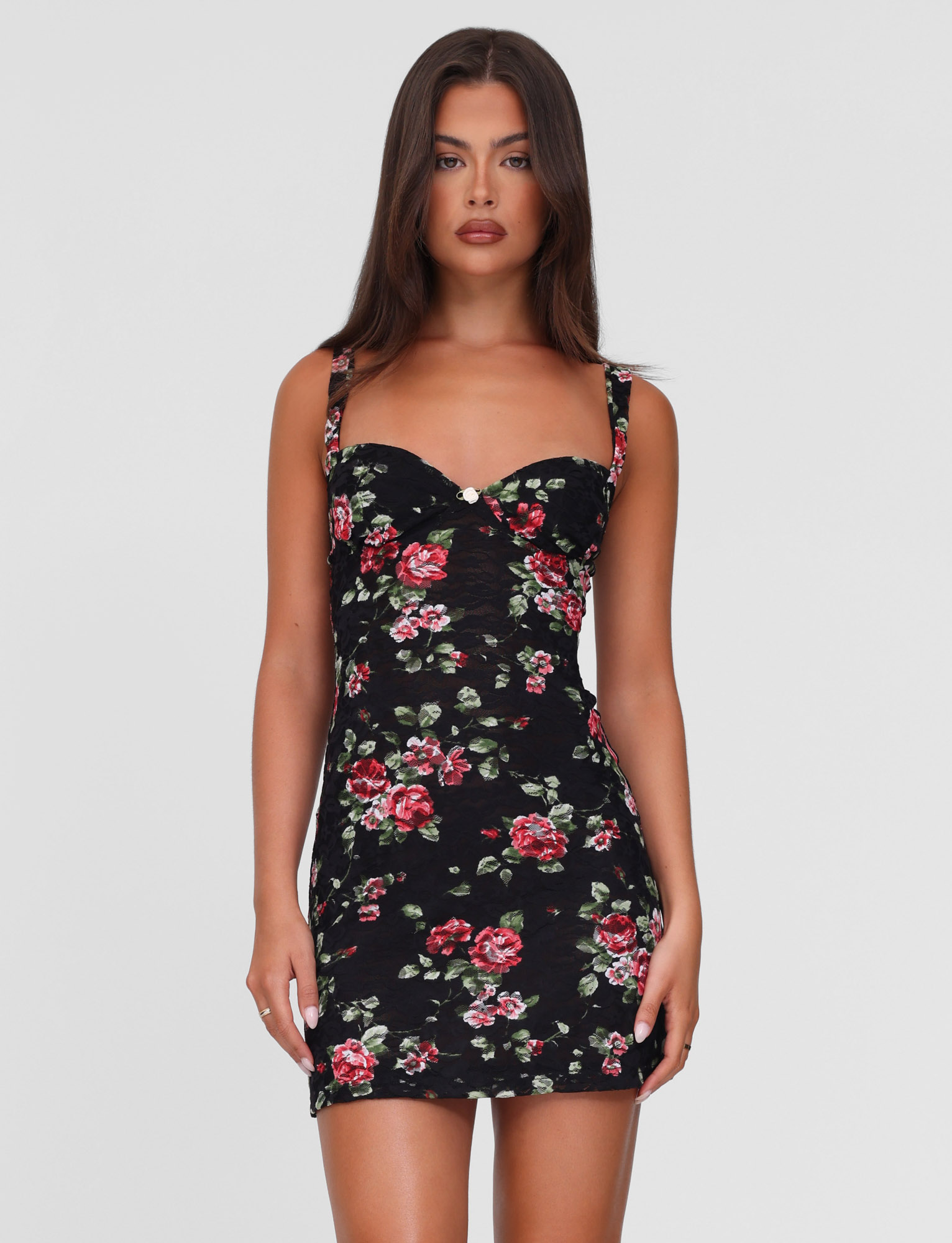 ANDEE MINI DRESS - BLACK : FLORAL : BLACKROSE - Image 5