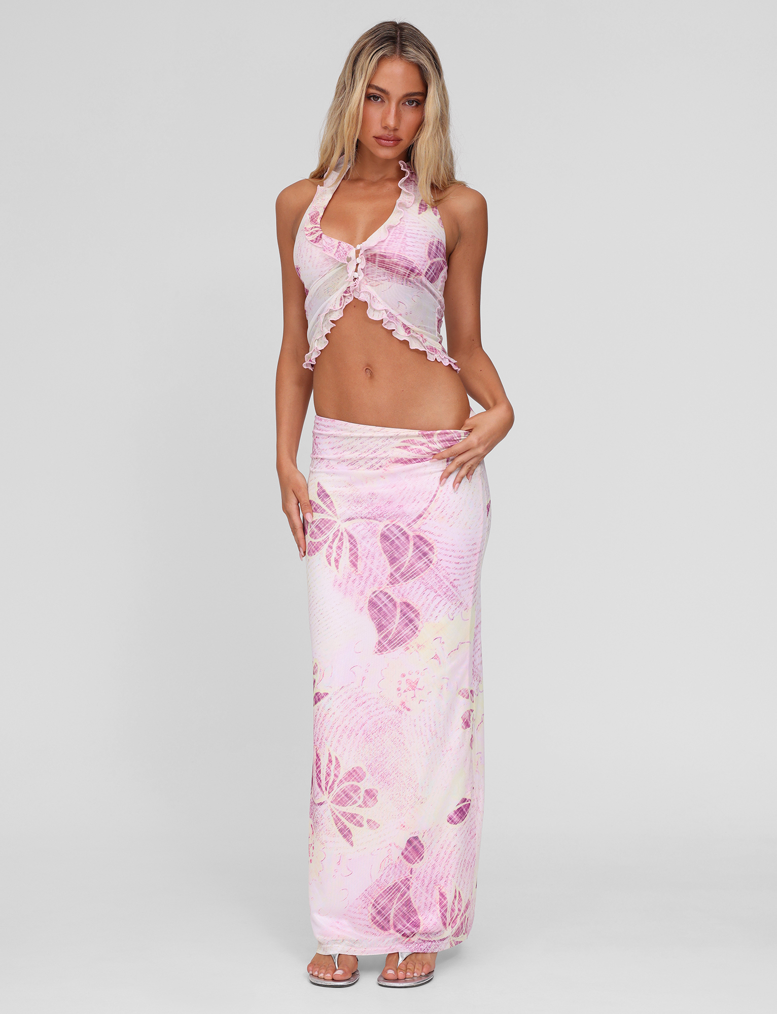 DALILA MIDI SKIRT - GRUNGE FLORAL MAGENTA - Image 2