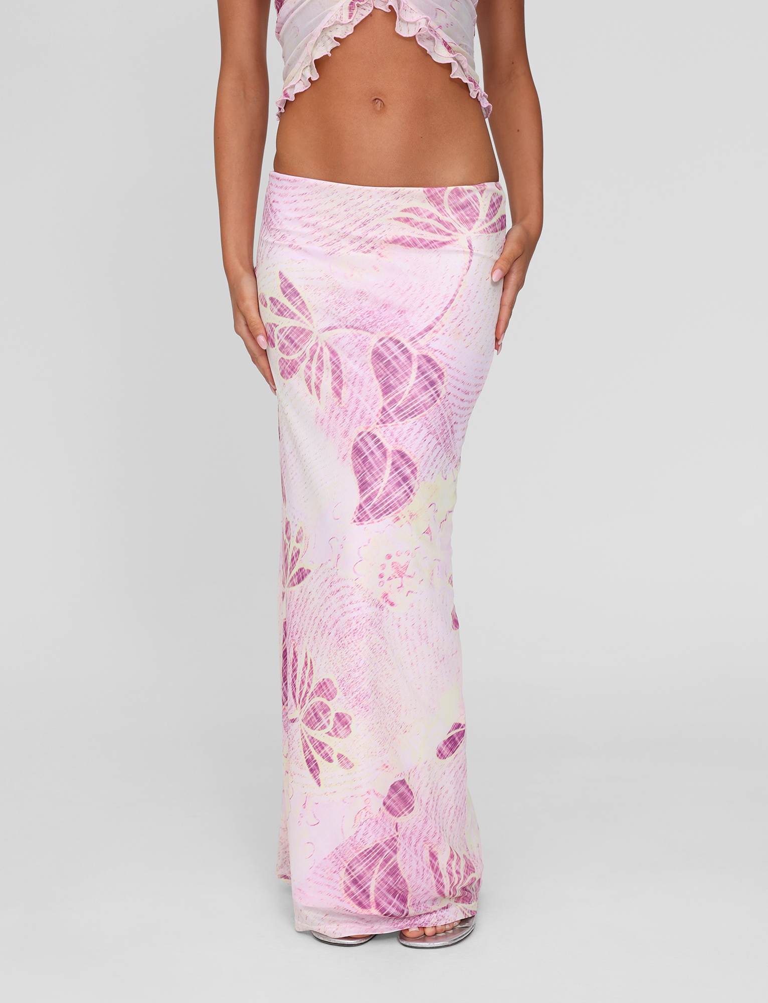 DALILA MIDI SKIRT - GRUNGE FLORAL MAGENTA - Image 3