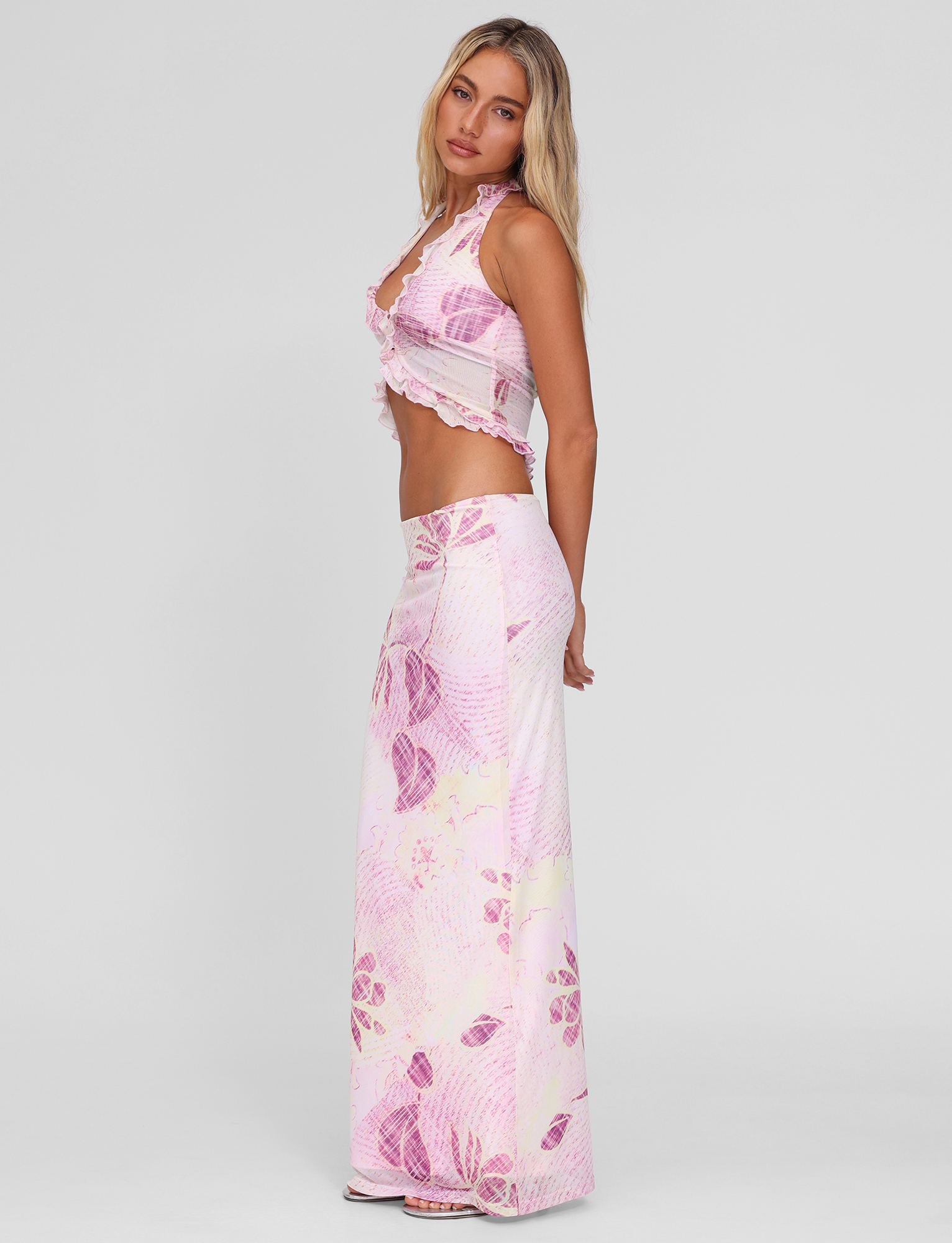 DALILA MIDI SKIRT - GRUNGE FLORAL MAGENTA - Image 4