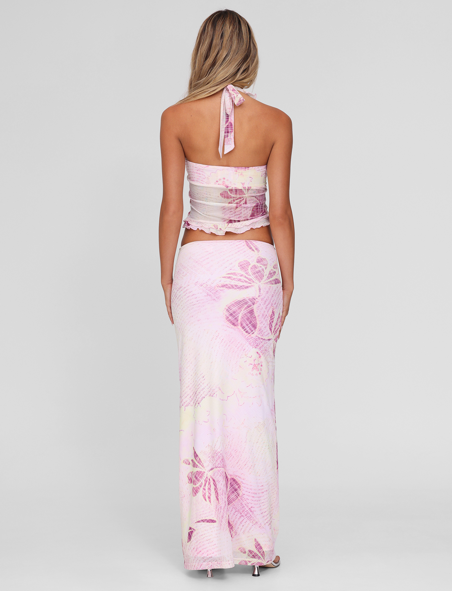 DALILA MIDI SKIRT - GRUNGE FLORAL MAGENTA - Image 5