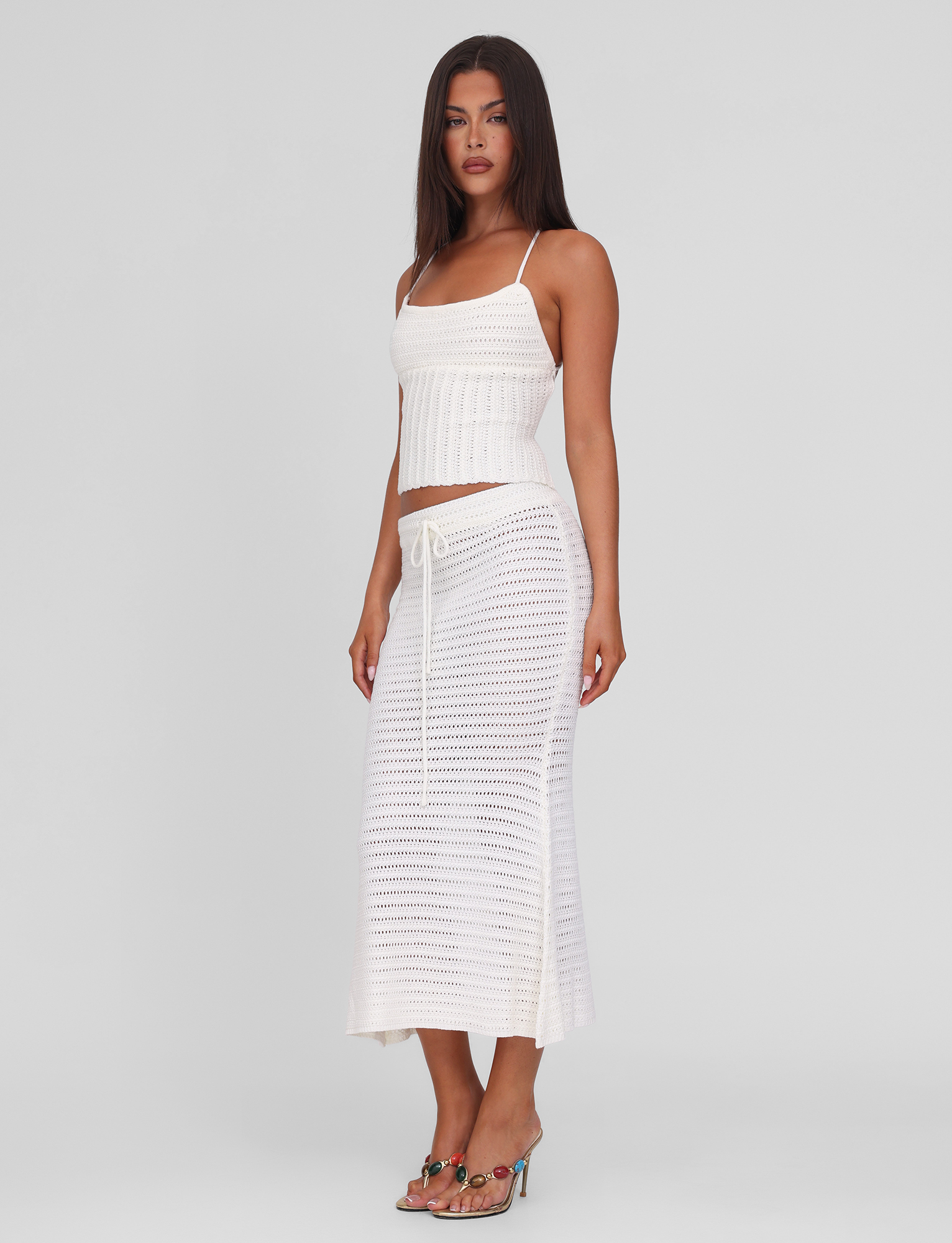 EMELYN MIDI SKIRT - CREAM - Image 2
