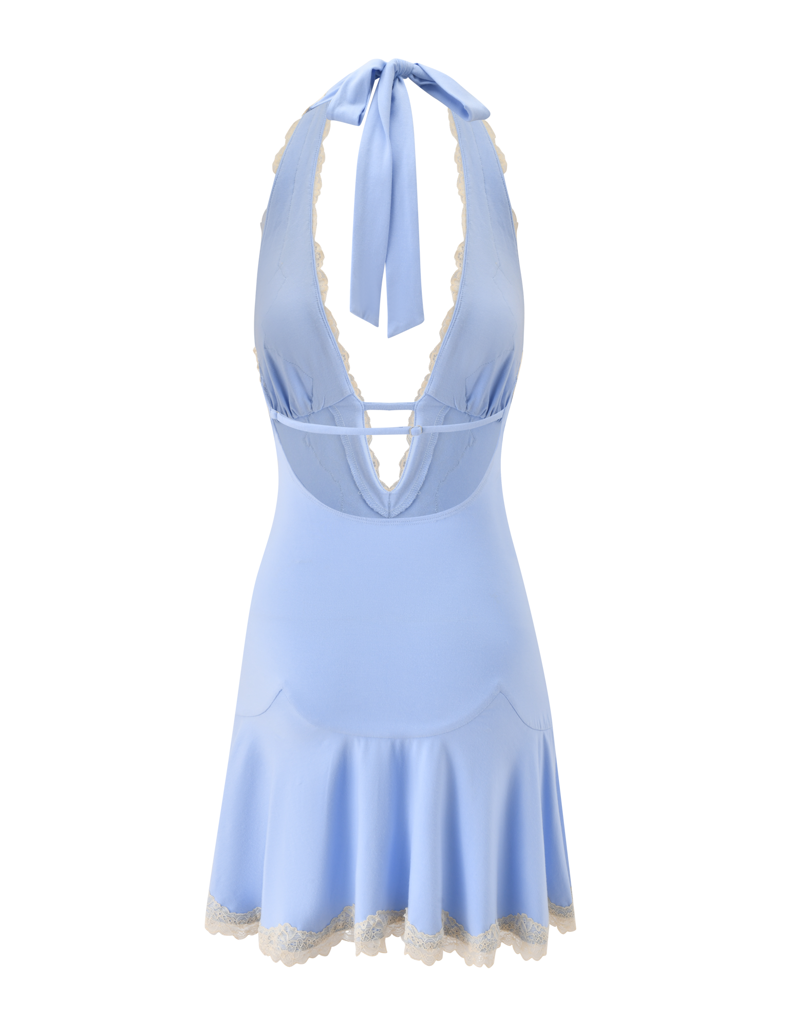 TALIYAH MINI DRESS - CORNFLOWER AND CREAM LACE - Image 9