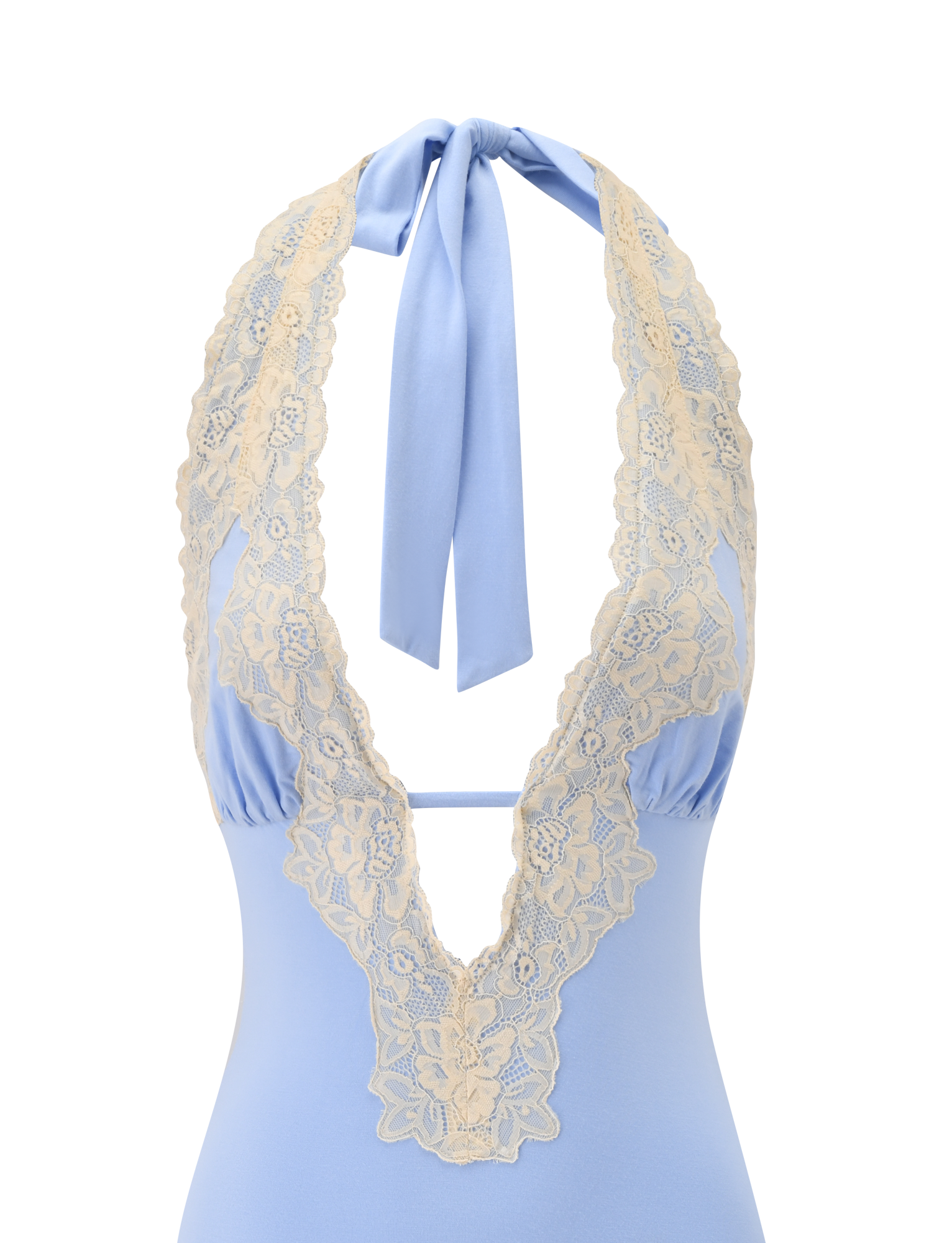 TALIYAH MINI DRESS - CORNFLOWER AND CREAM LACE - Image 10
