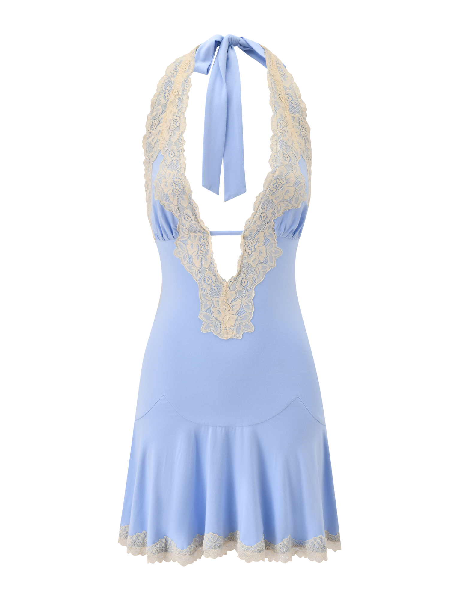 TALIYAH MINI DRESS - CORNFLOWER AND CREAM LACE - Image 8