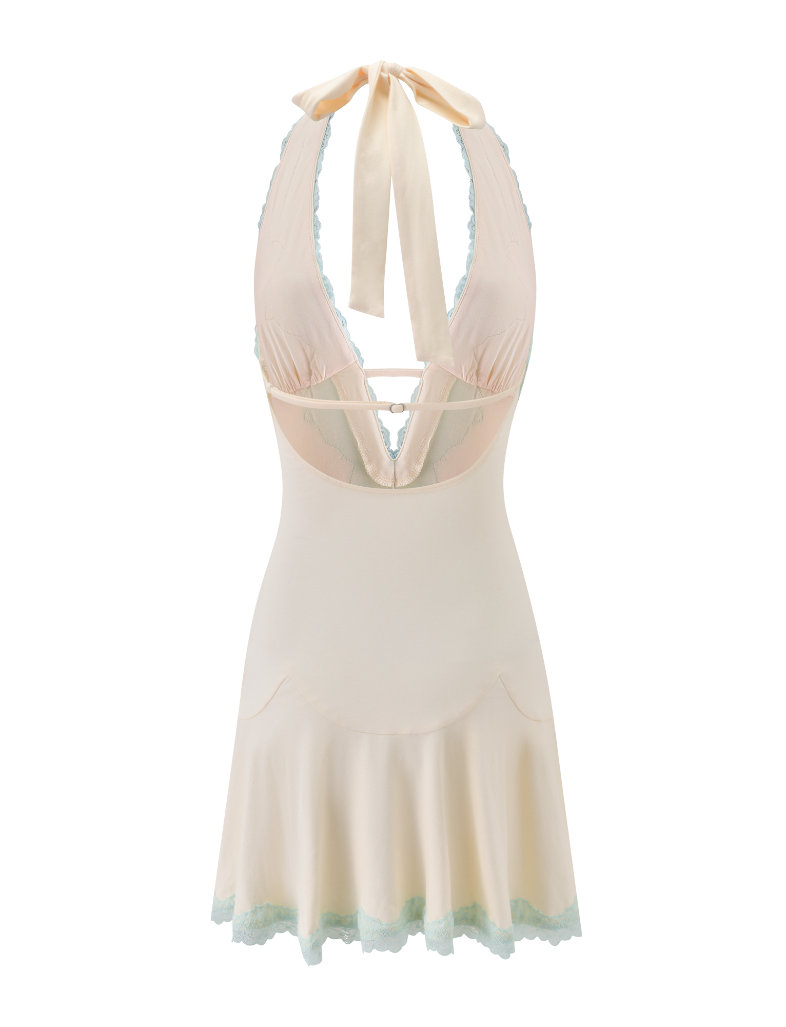 TALIYAH MINI DRESS - CREAM AND MINT LACE - Image 10