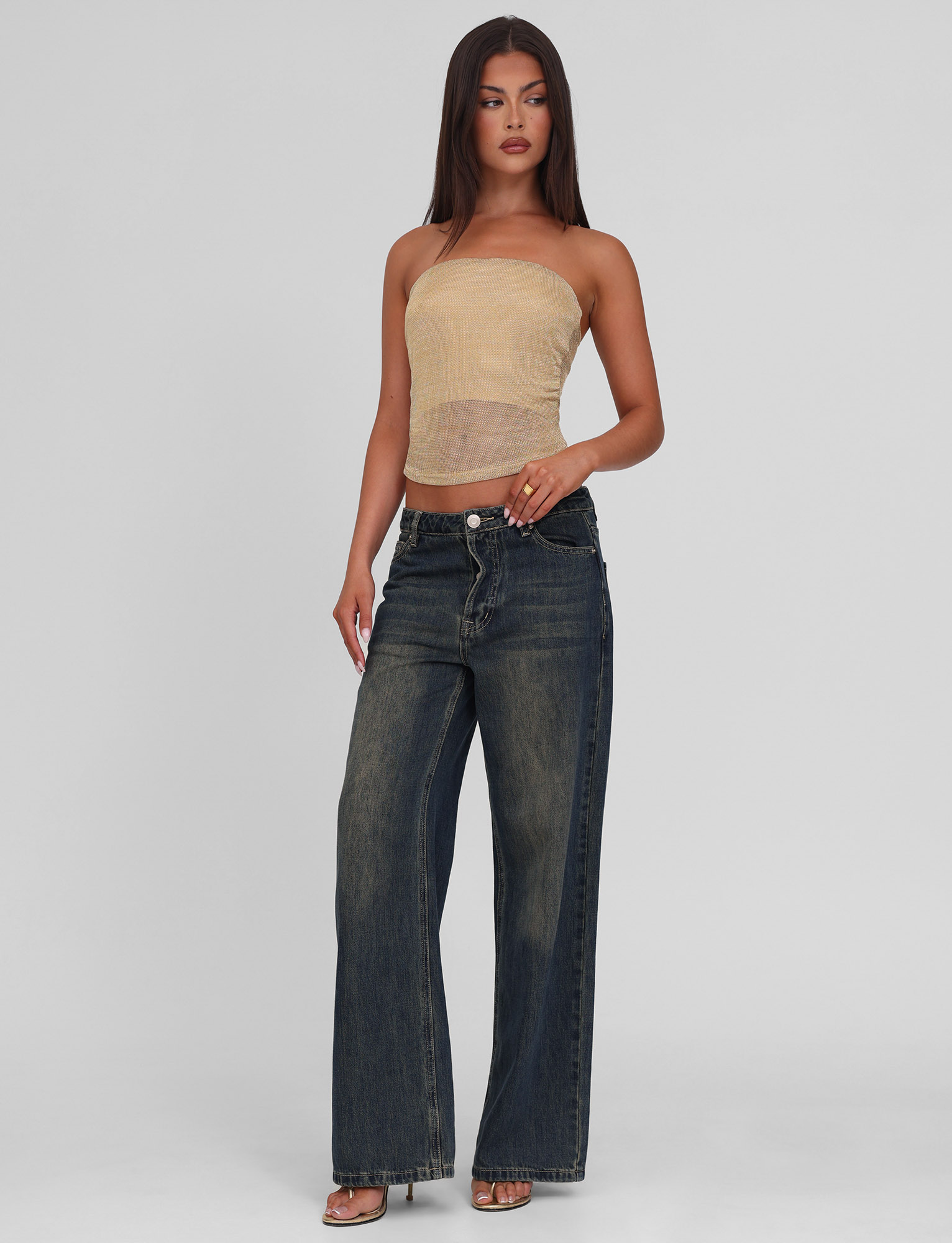 HARRIETT TUBE TOP - GOLD - Image 2