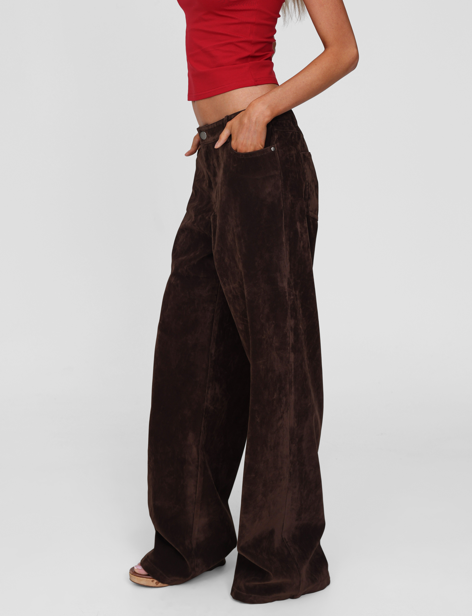 CAMELLIA PANT - CHOCOLATE SUEDE - Image 6