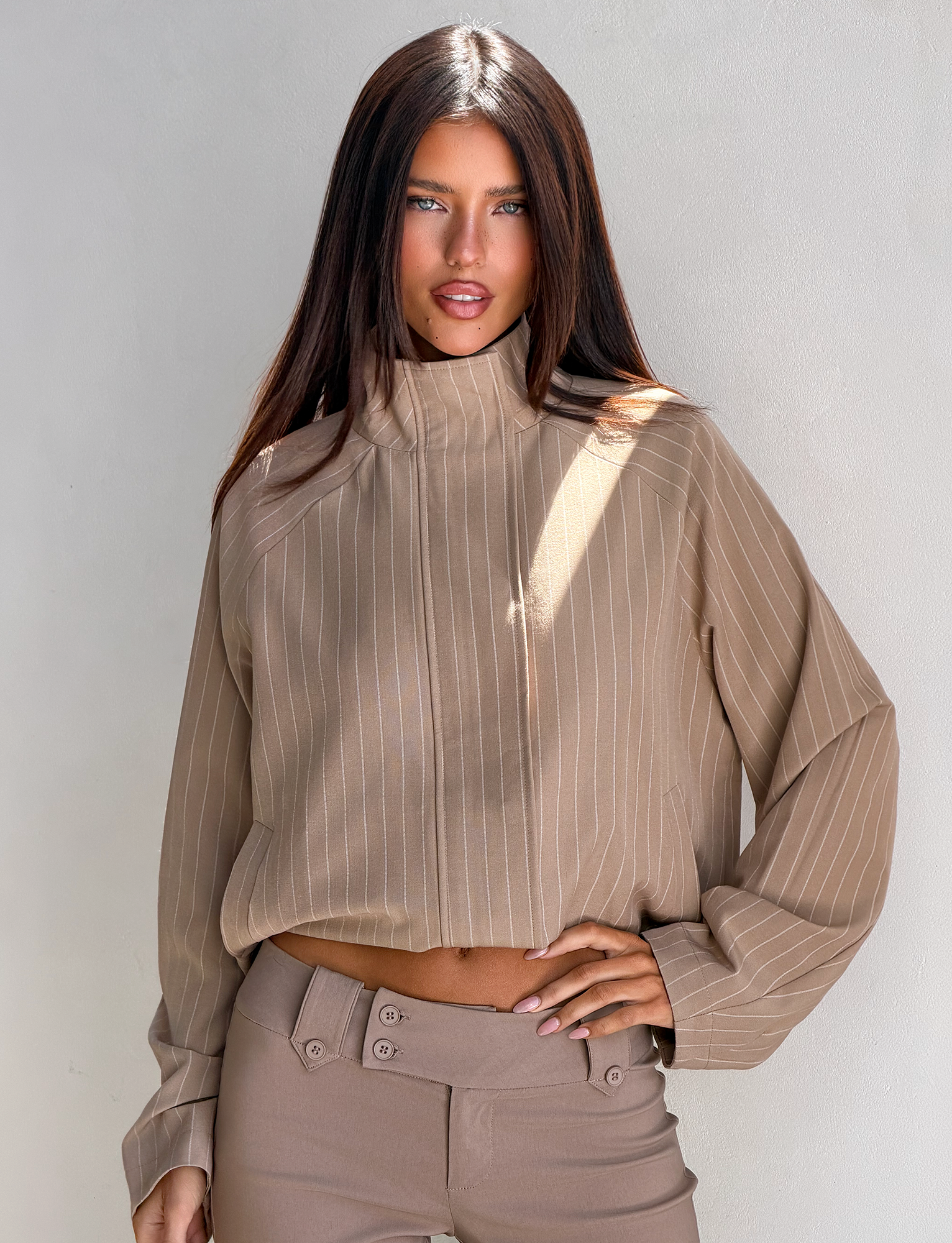 LENNEX JACKET - TAN PINSTRIPE - Image 5
