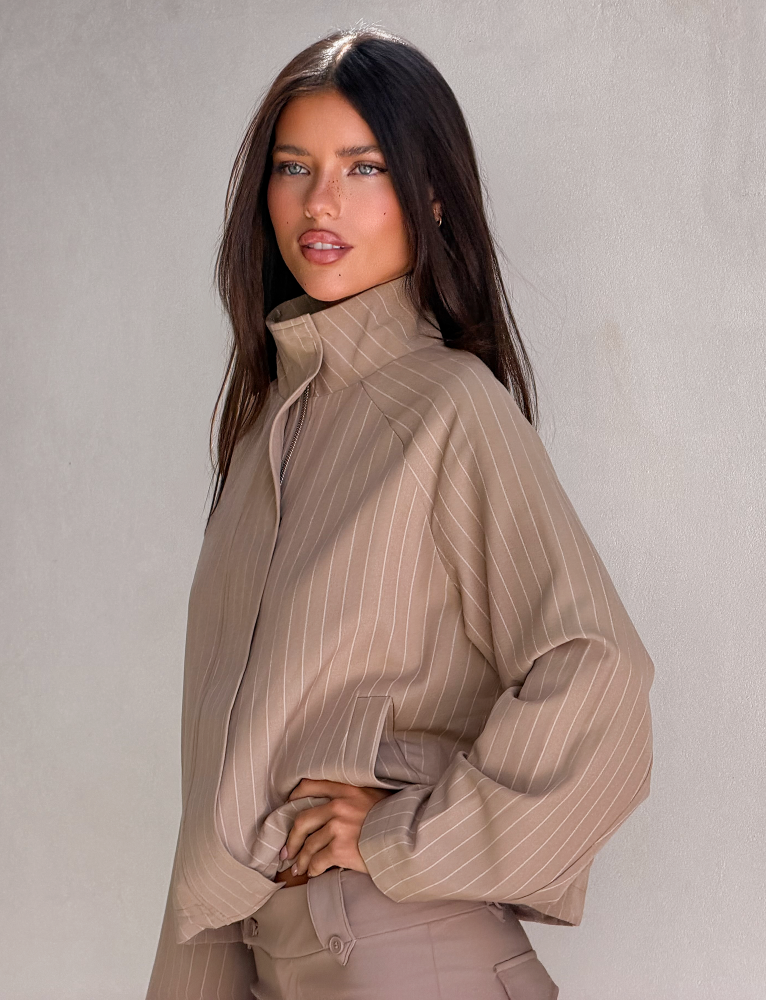 LENNEX JACKET - TAN PINSTRIPE - Image 3