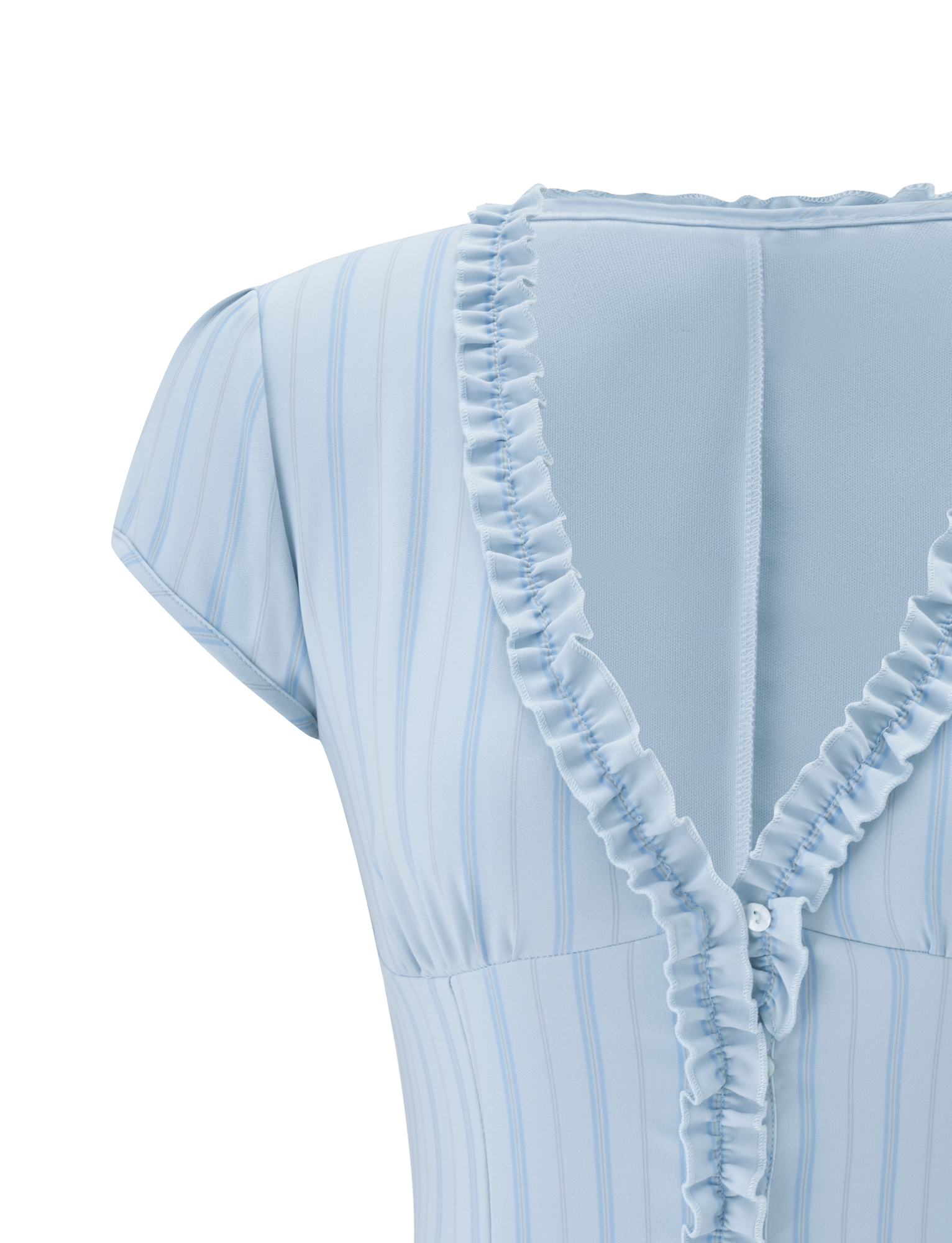 VALERIE RUFFLE TOP - BLUE STRIPE - Image 9