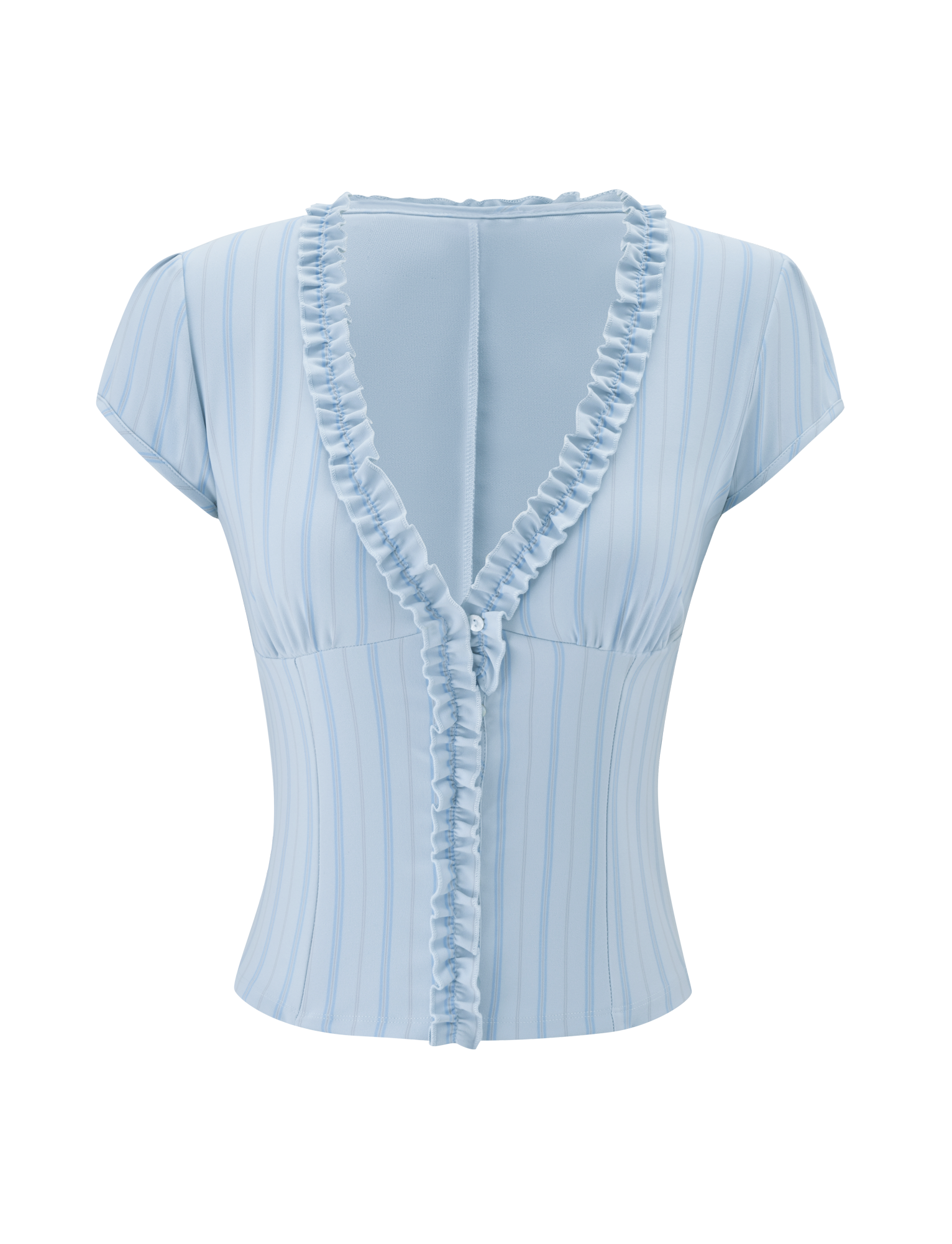 VALERIE RUFFLE TOP - BLUE STRIPE - Image 7