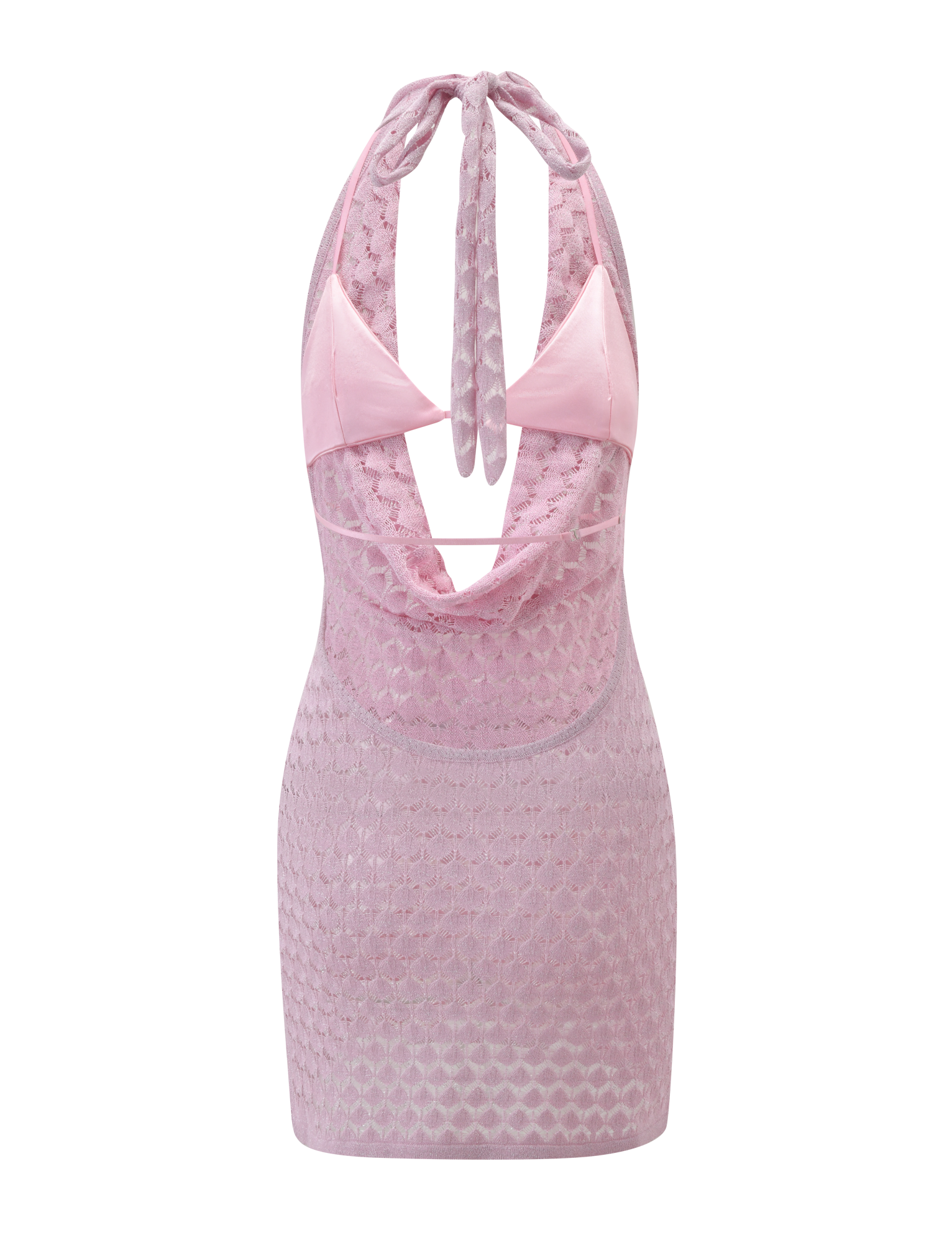 MAKENZIE CROCHET MINI DRESS - SHIMMER PINK - Image 8