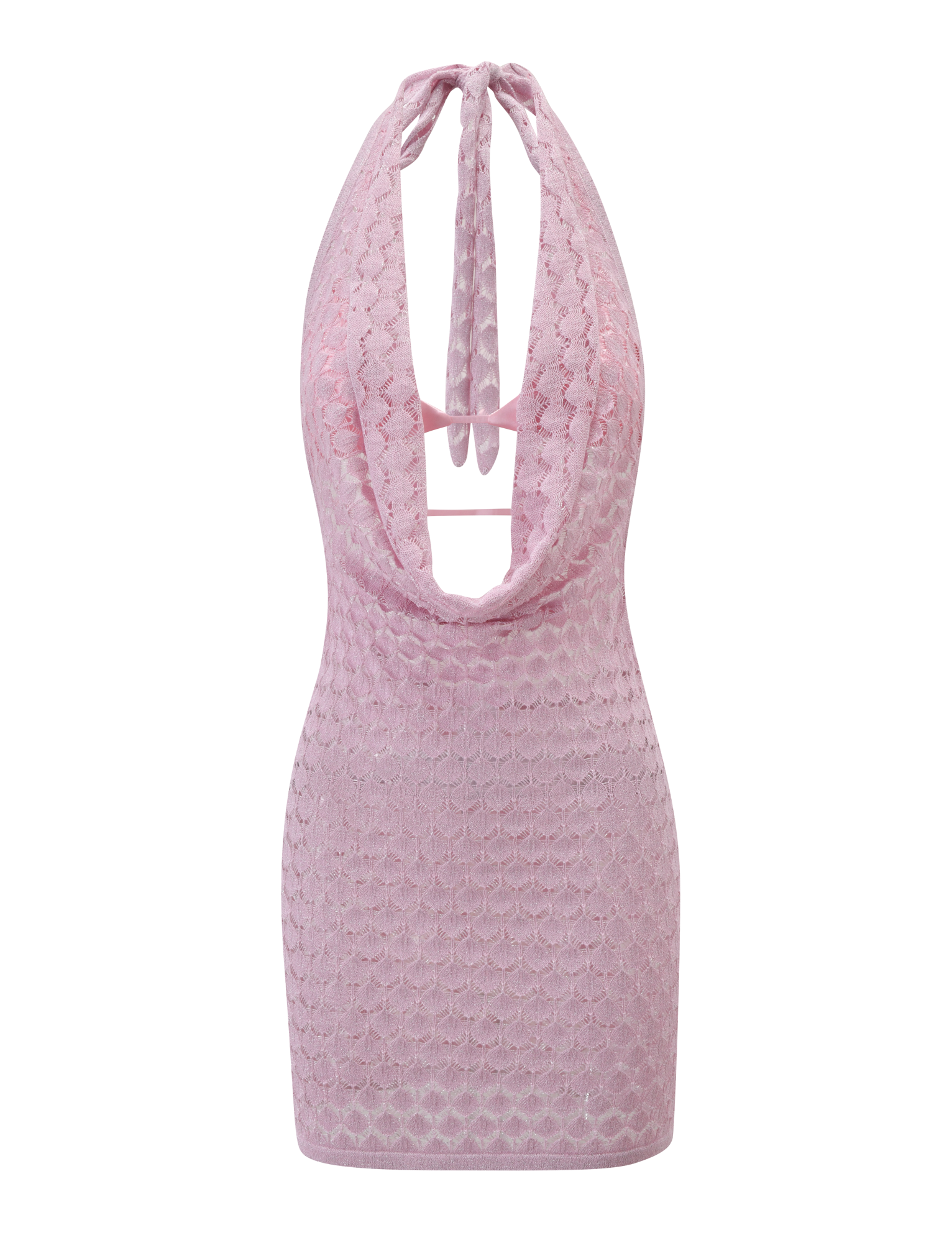 MAKENZIE CROCHET MINI DRESS - SHIMMER PINK - Image 7