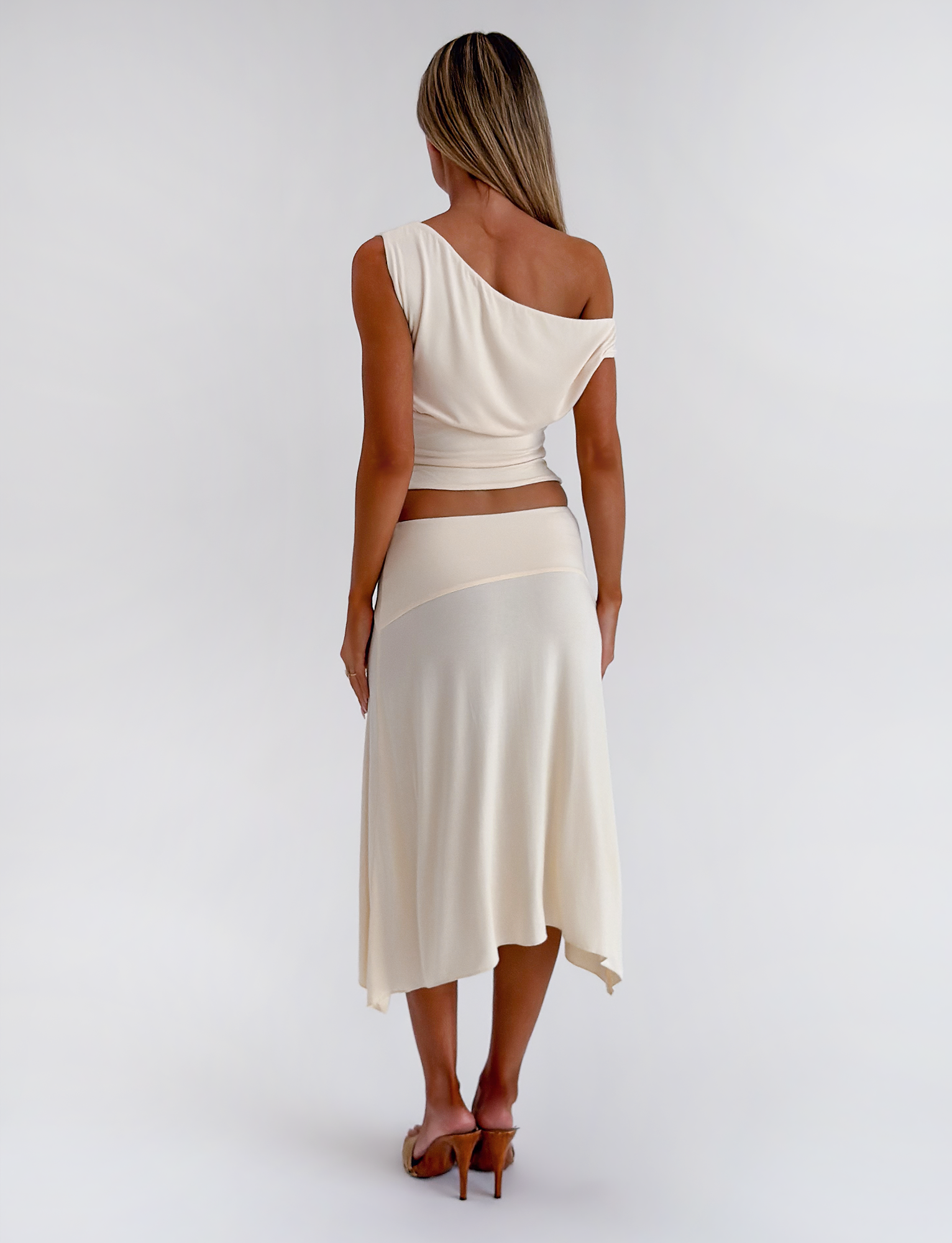 ALYSSA HI LO SKIRT - CREAM - Image 4