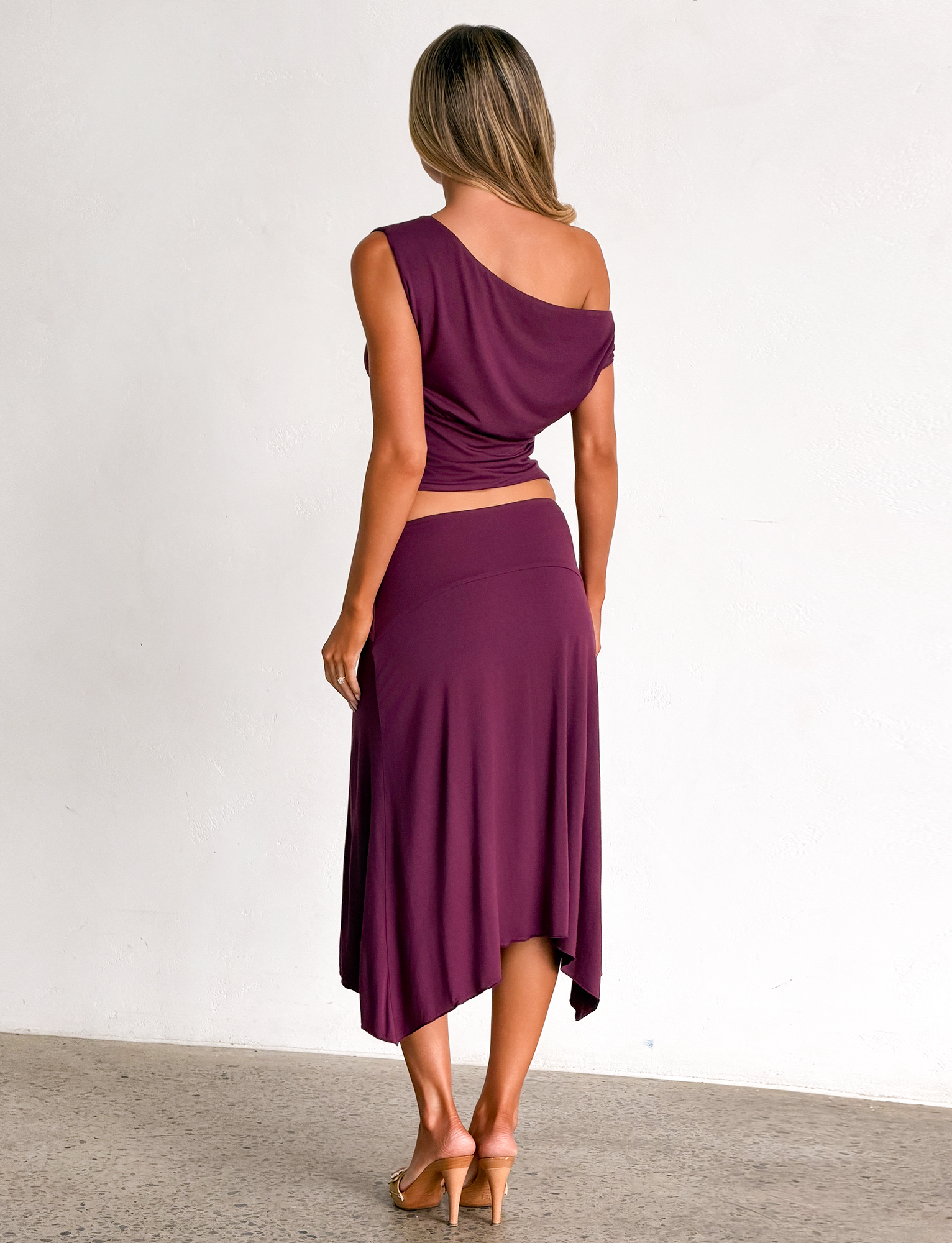 ALYSSA HI LO SKIRT - PLUM - Image 5