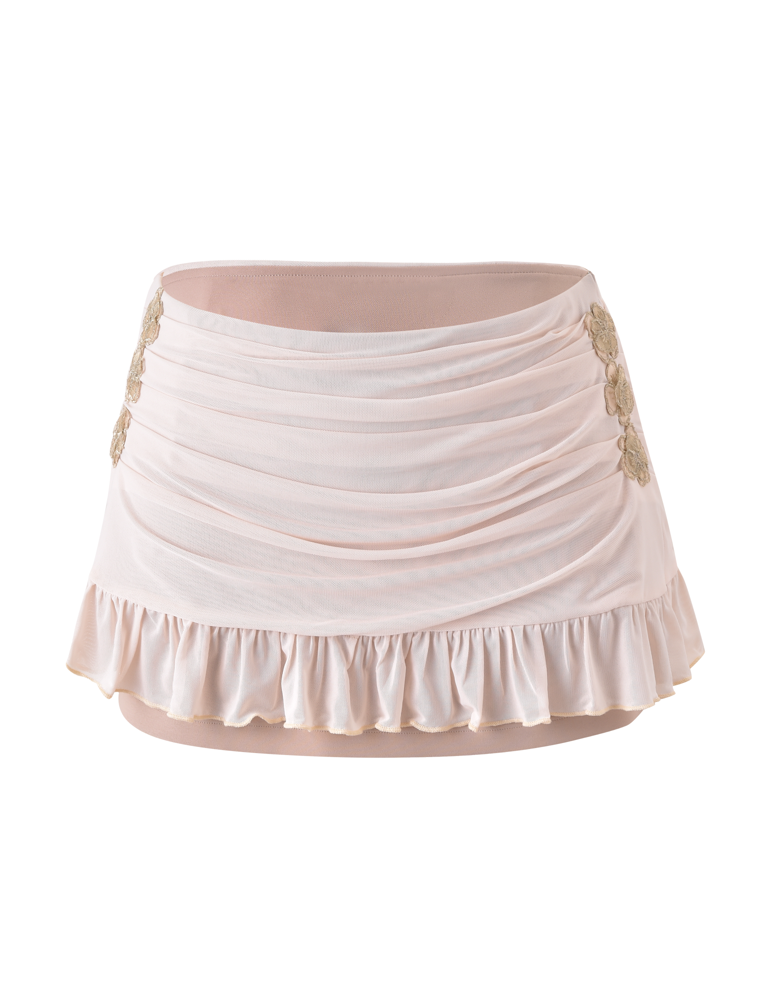 TERESE FLORAL APPLIQUE SKIRT - TAN - Image 6