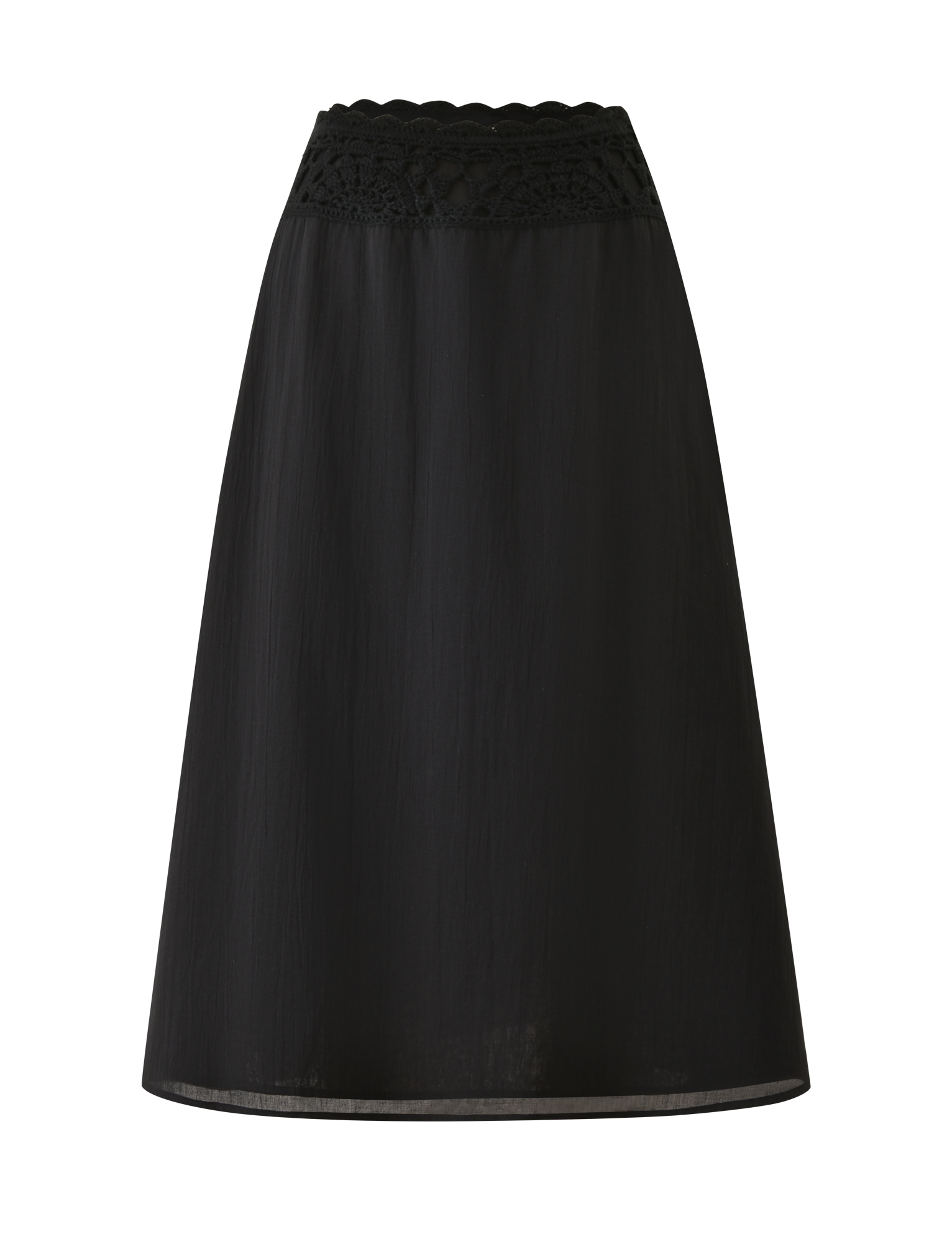 SASHA CROCHET MIDI SKIRT - BLACK - Image 7
