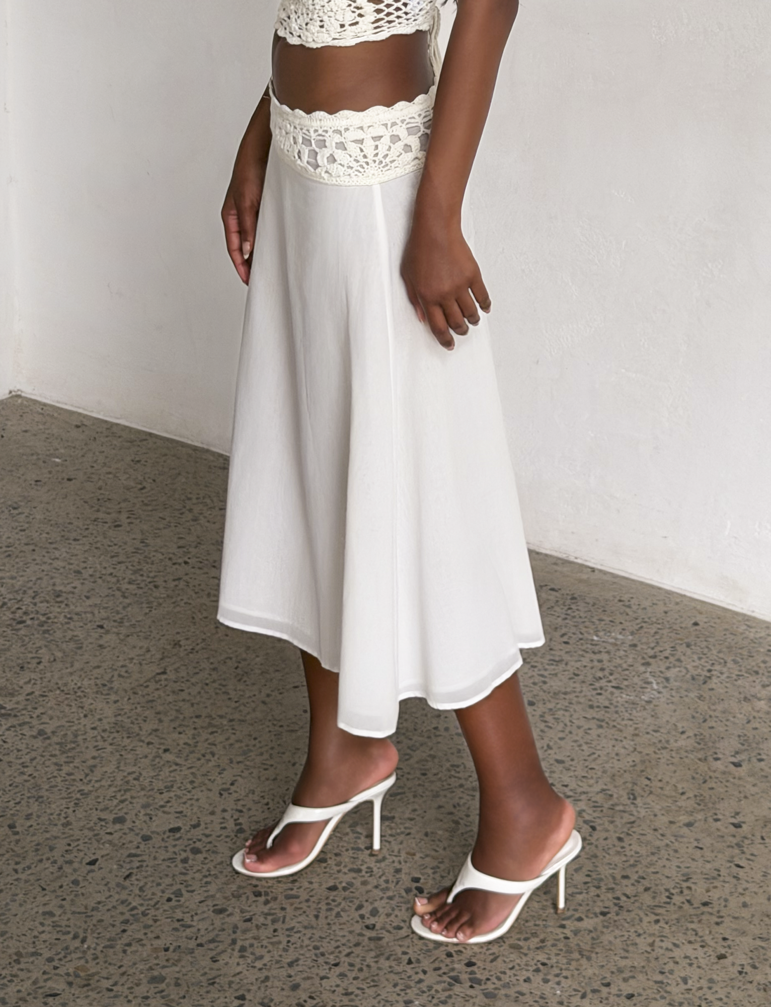 SASHA CROCHET MIDI SKIRT - IVORY - Image 4