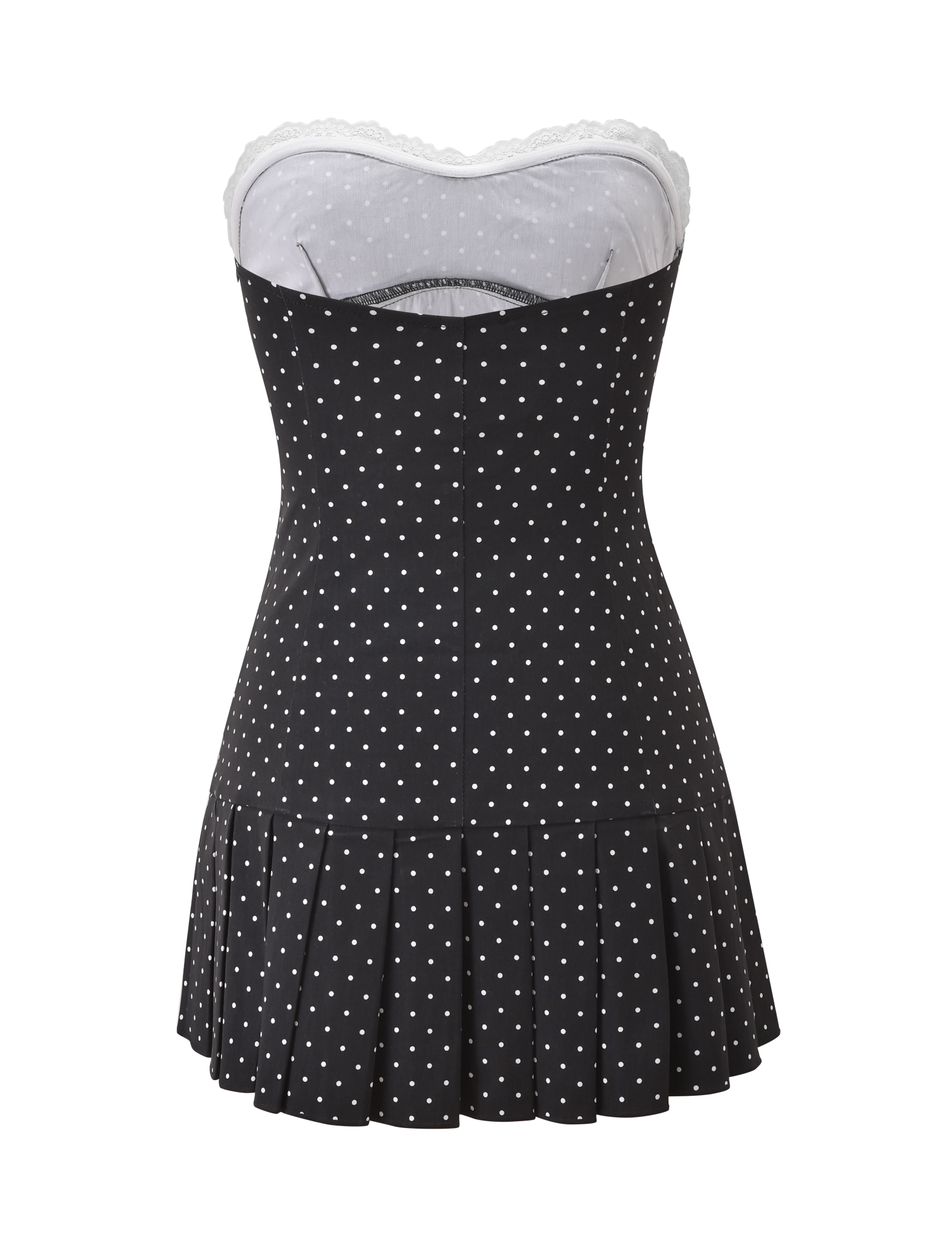 KITTIE LACE PLEAT DRESS - BLACK DOT - Image 10