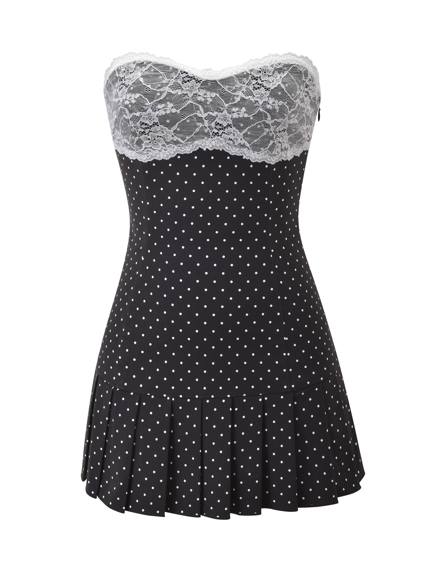 KITTIE LACE PLEAT DRESS - BLACK DOT - Image 9