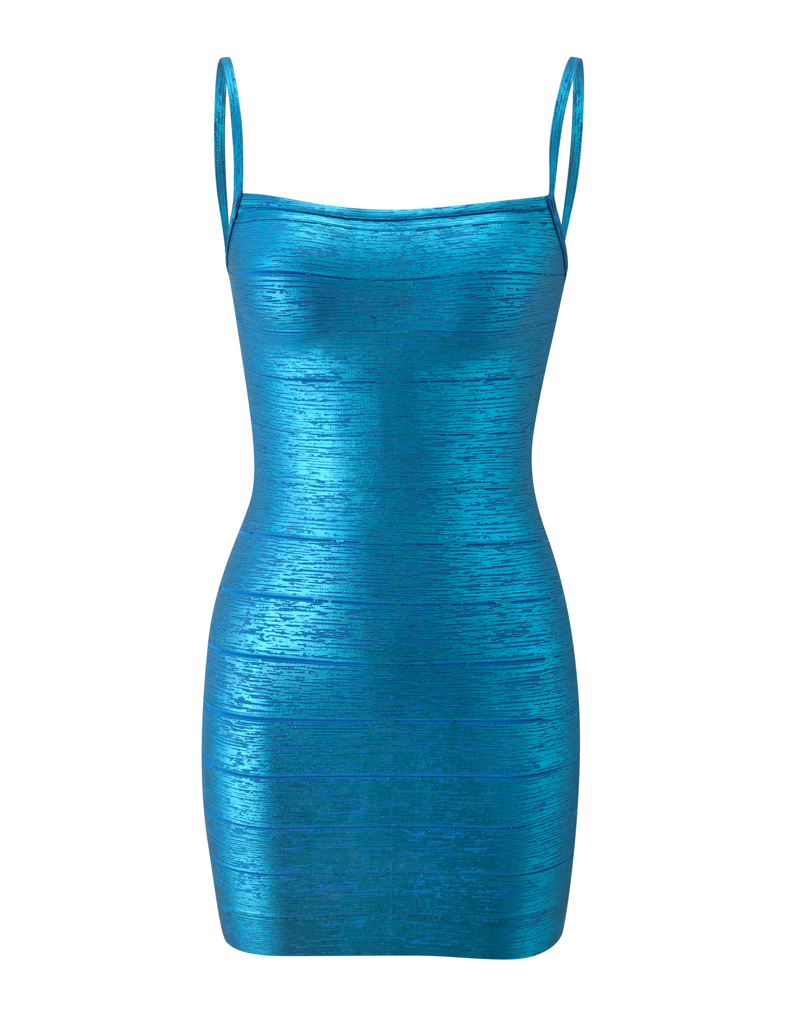 MIDORI METALLIC MINI BANDAGE DRESS - AQUA - Image 9