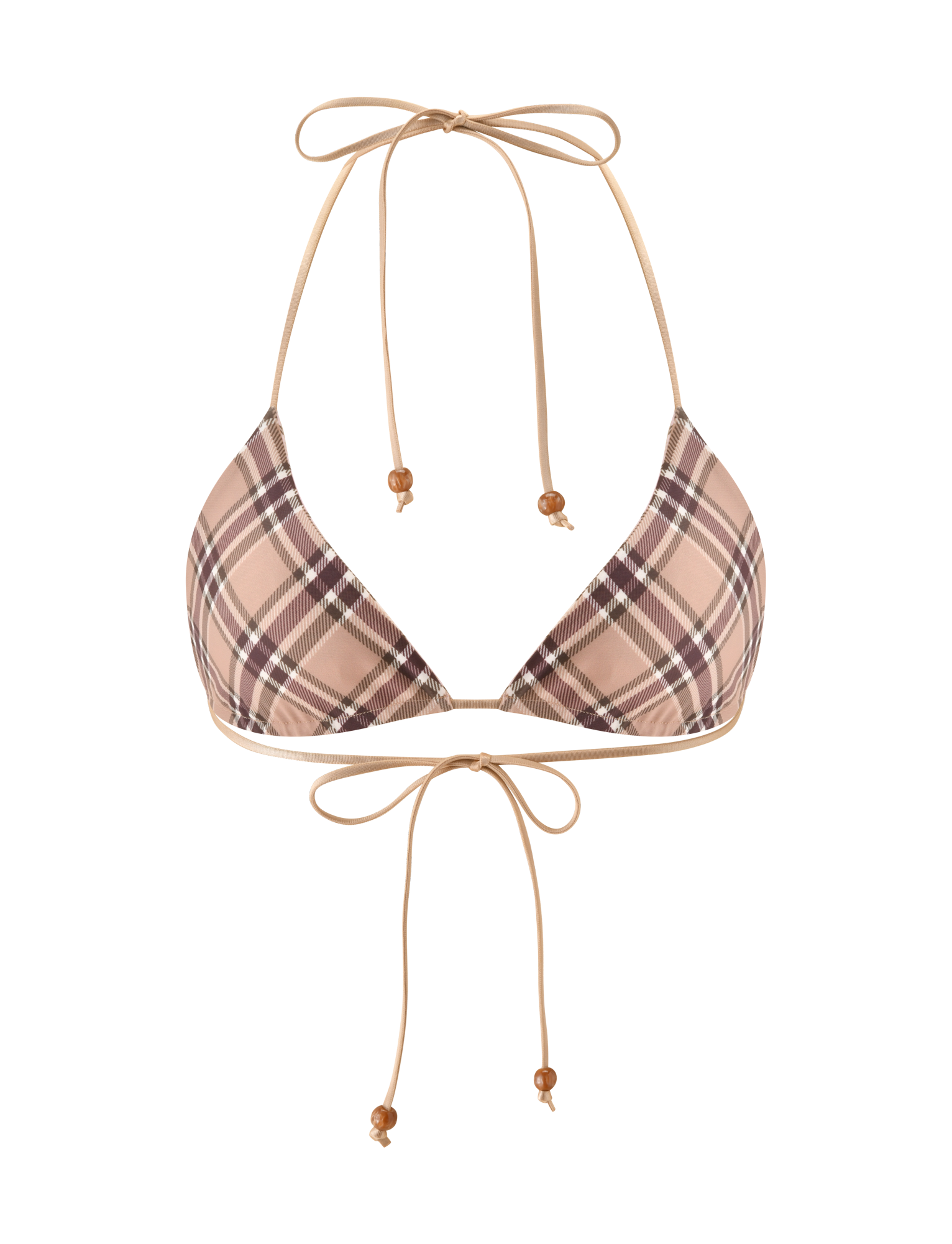 AVE REVERSIBLE BIKINI TOP - TAN AND PINK PLAID - Image 7