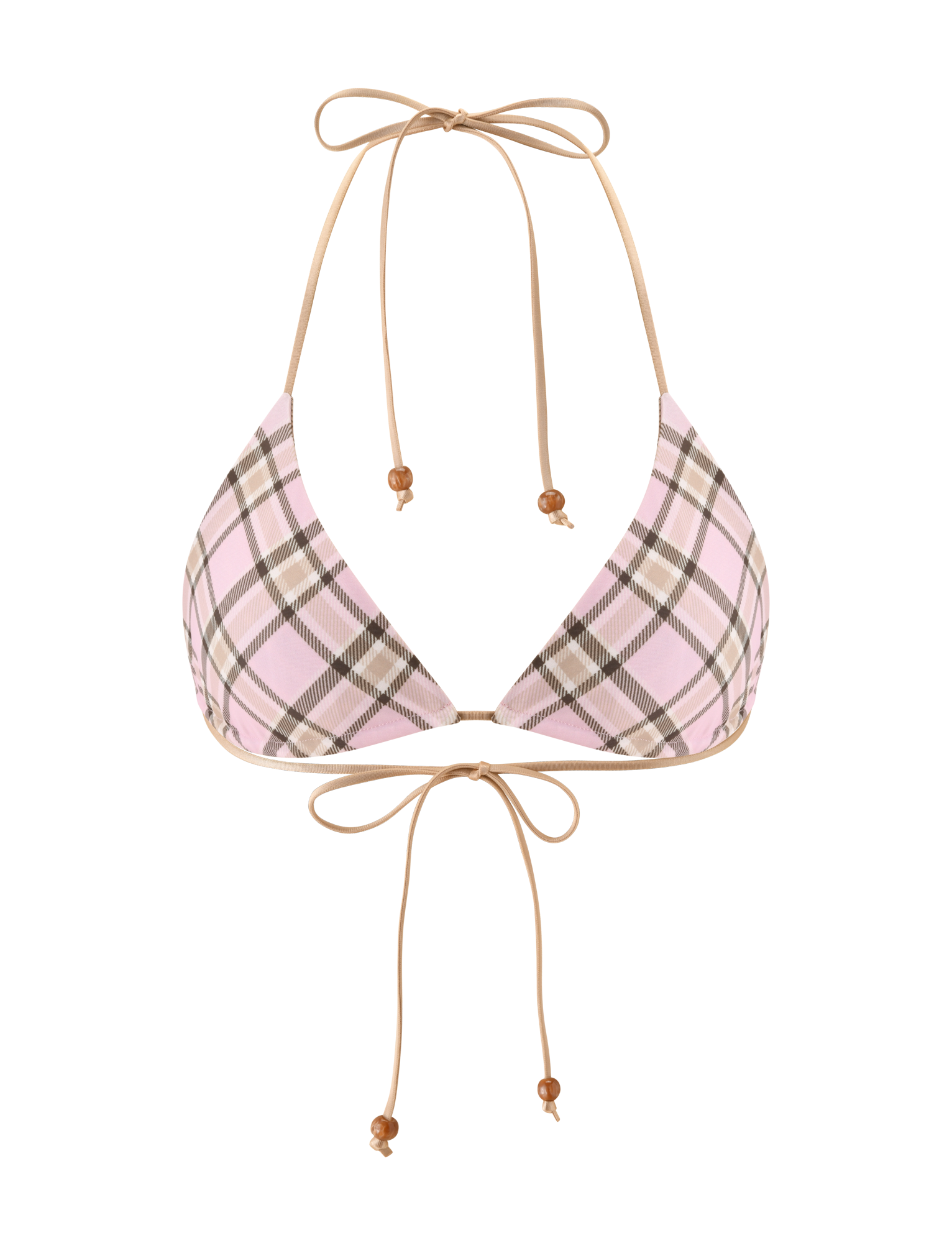 AVE REVERSIBLE BIKINI TOP - TAN AND PINK PLAID - Image 8
