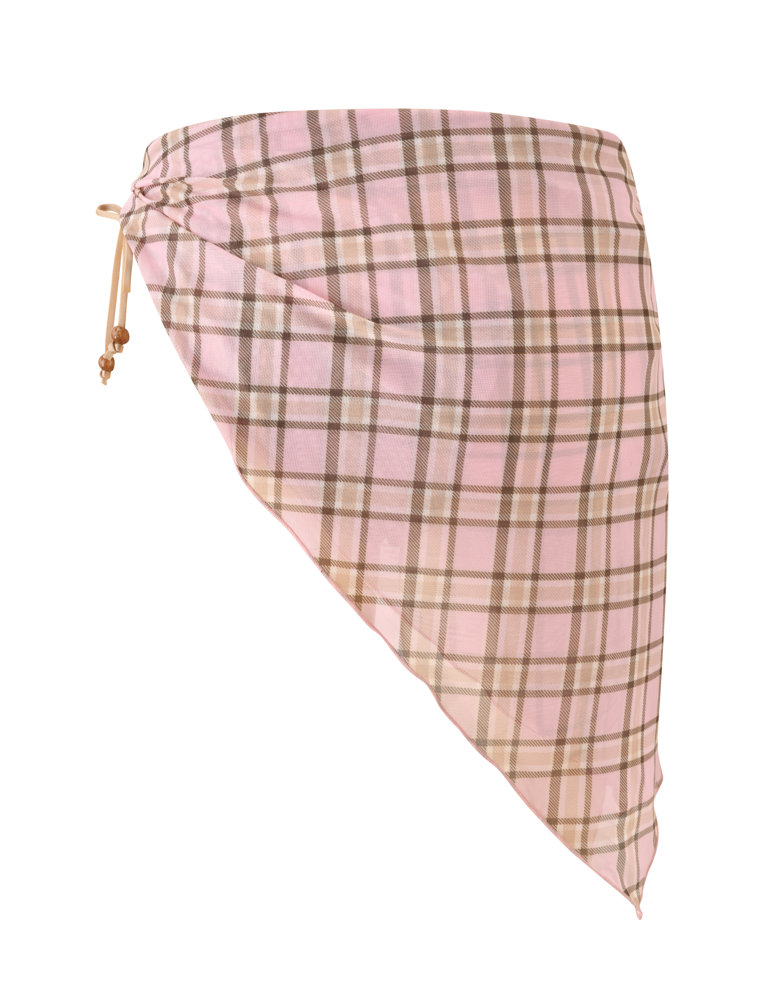 AVE REVERSIBLE BIKINI BOTTOM WITH SCARF - TAN AND PINK PLAID - Image 14