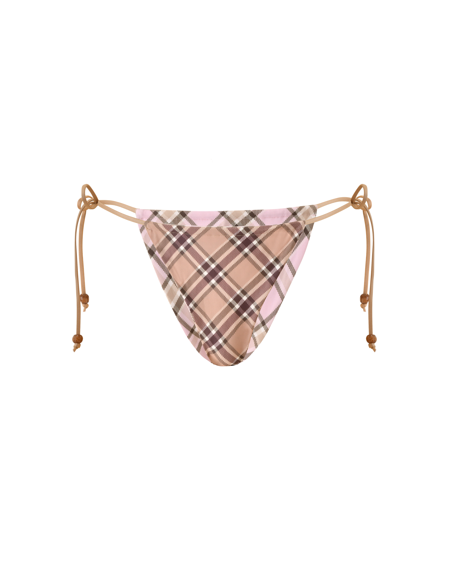 AVE REVERSIBLE BIKINI BOTTOM WITH SCARF - TAN AND PINK PLAID - Image 12
