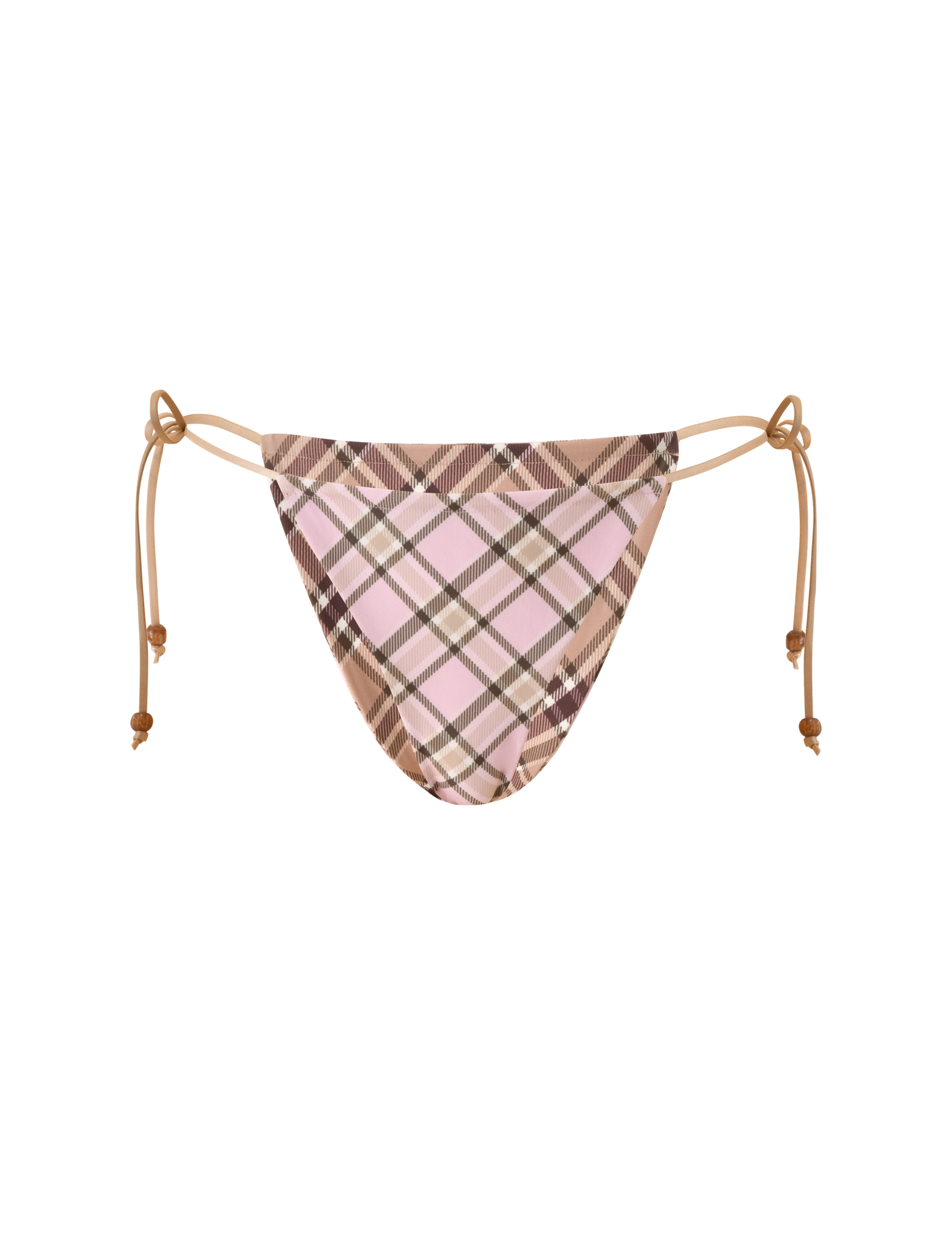AVE REVERSIBLE BIKINI BOTTOM WITH SCARF - TAN AND PINK PLAID - Image 9
