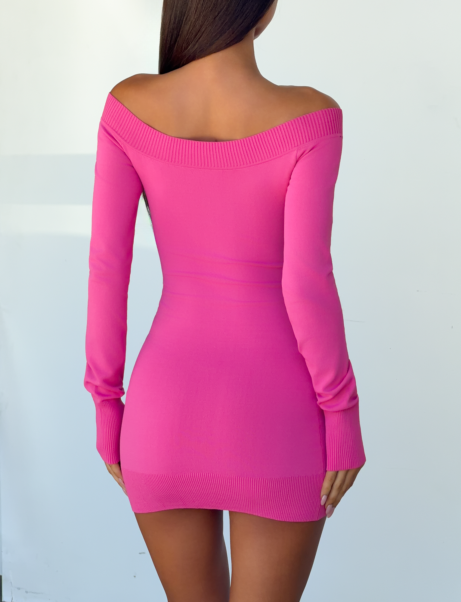 PARKER KNIT MINI DRESS - FUCHSIA - Image 3