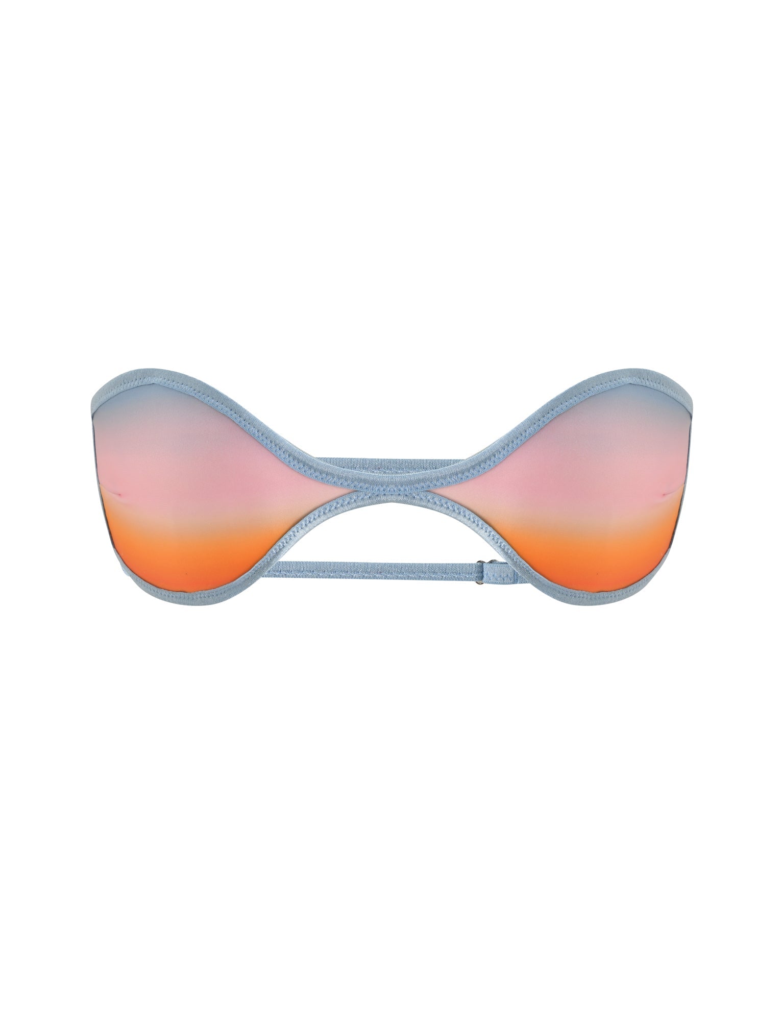 EMERSON REVERSIBLE BIKINI TOP - ORANGE AND BLUE PLAID OMBRE PRINT - Image 9