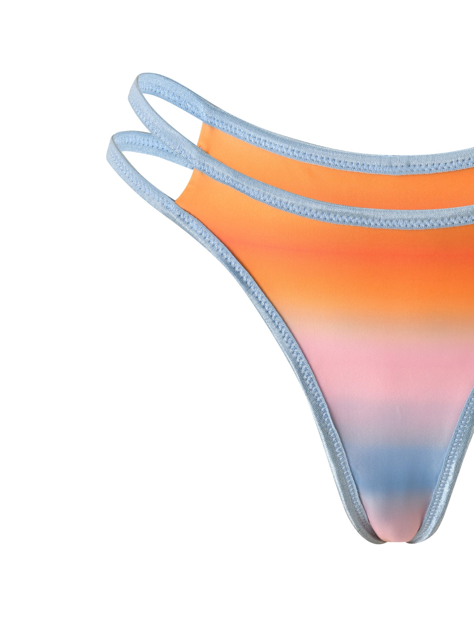 EMERSON REVERSIBLE BIKINI BOTTOM - ORANGE AND BLUE PLAID OMBRE PRINT - Image 12