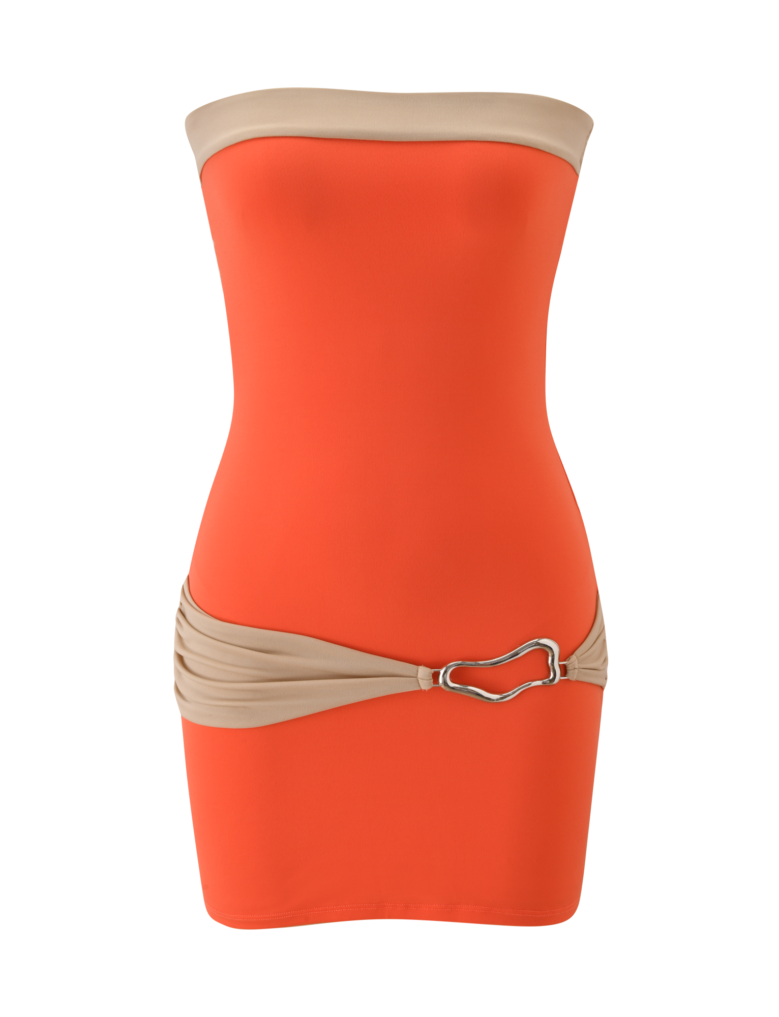 EOS MINI DRESS - PERSIMMON AND TAUPE - Image 8