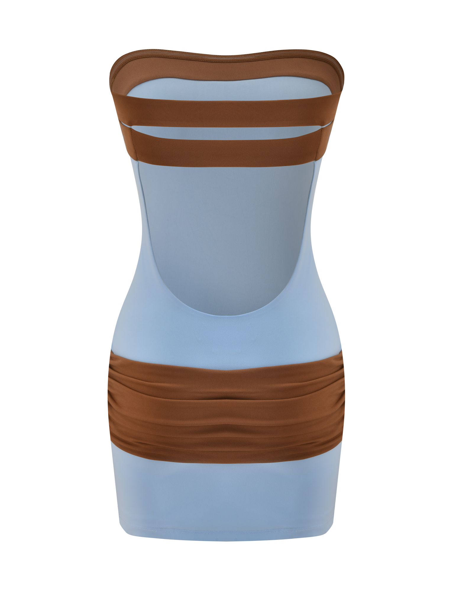 EOS MINI DRESS - SOFT BLUE AND MOCHA - Image 9