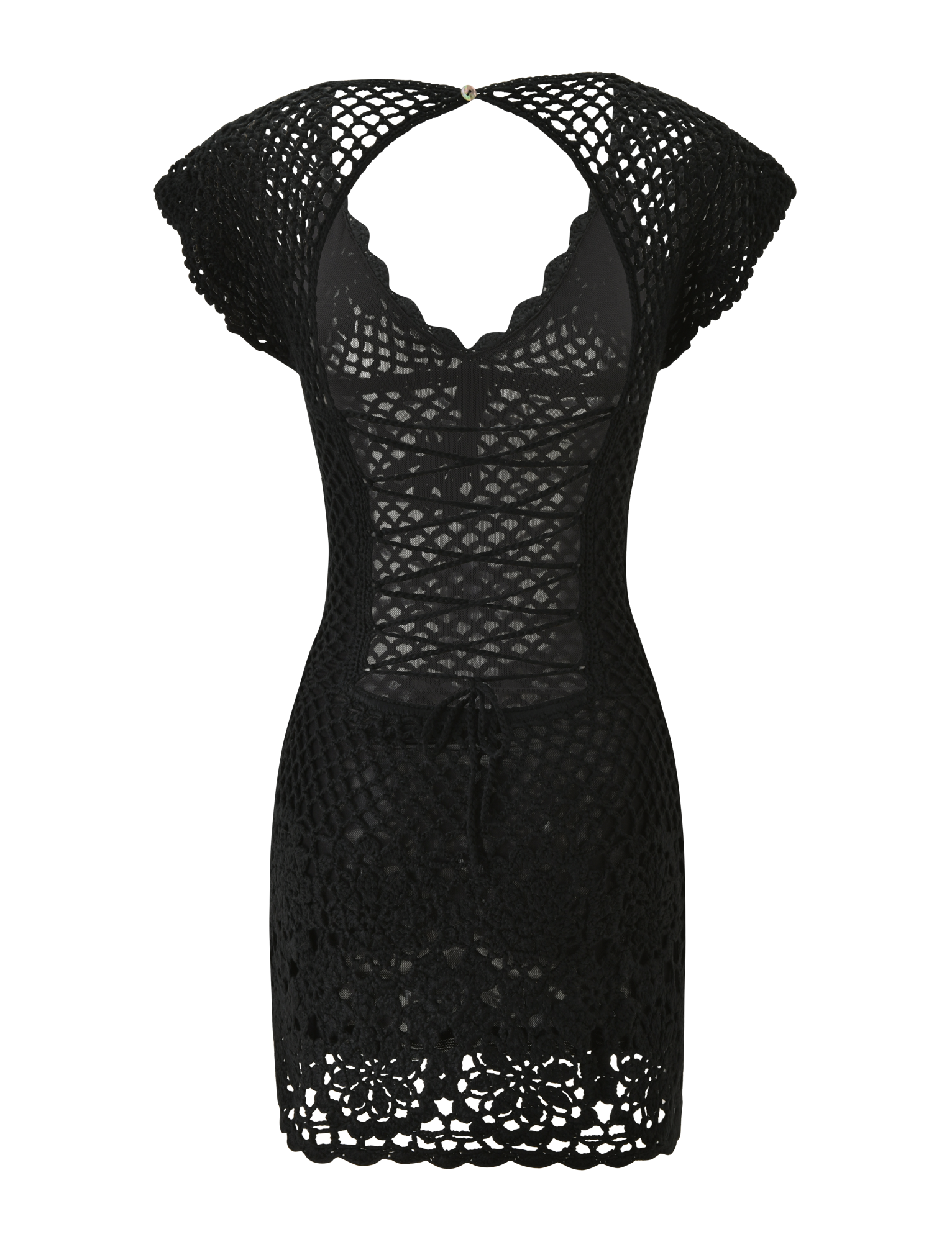 SASHA CROCHET MINI DRESS - BLACK - Image 10