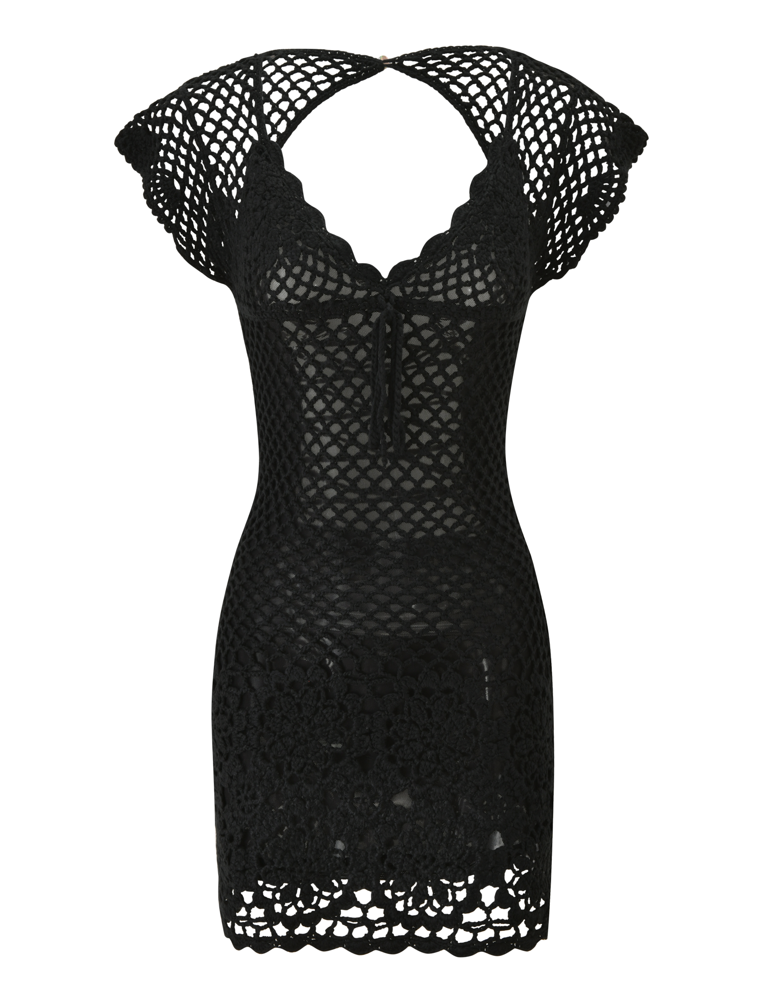 SASHA CROCHET MINI DRESS - BLACK - Image 9