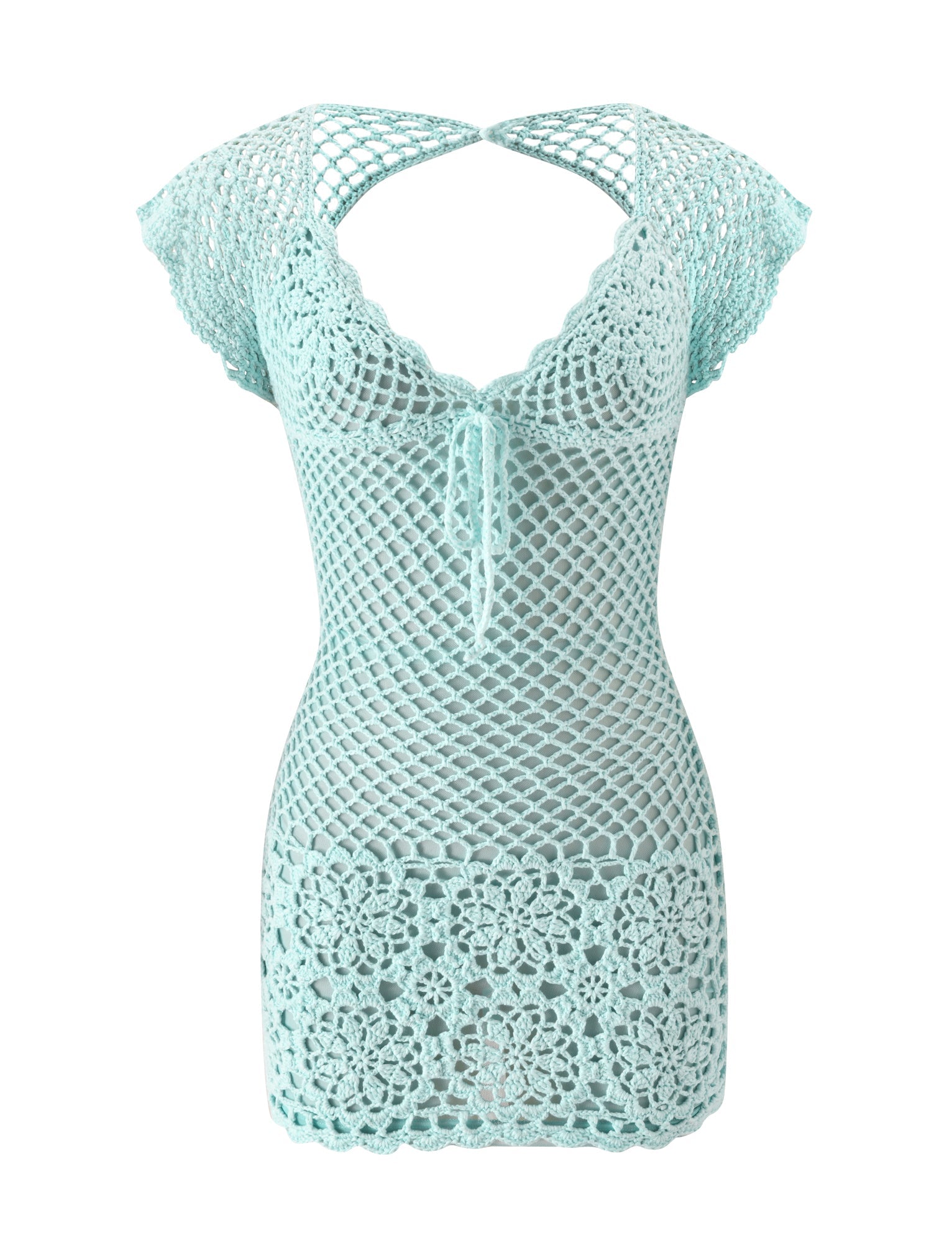 SASHA CROCHET MINI DRESS - MINT - Image 6